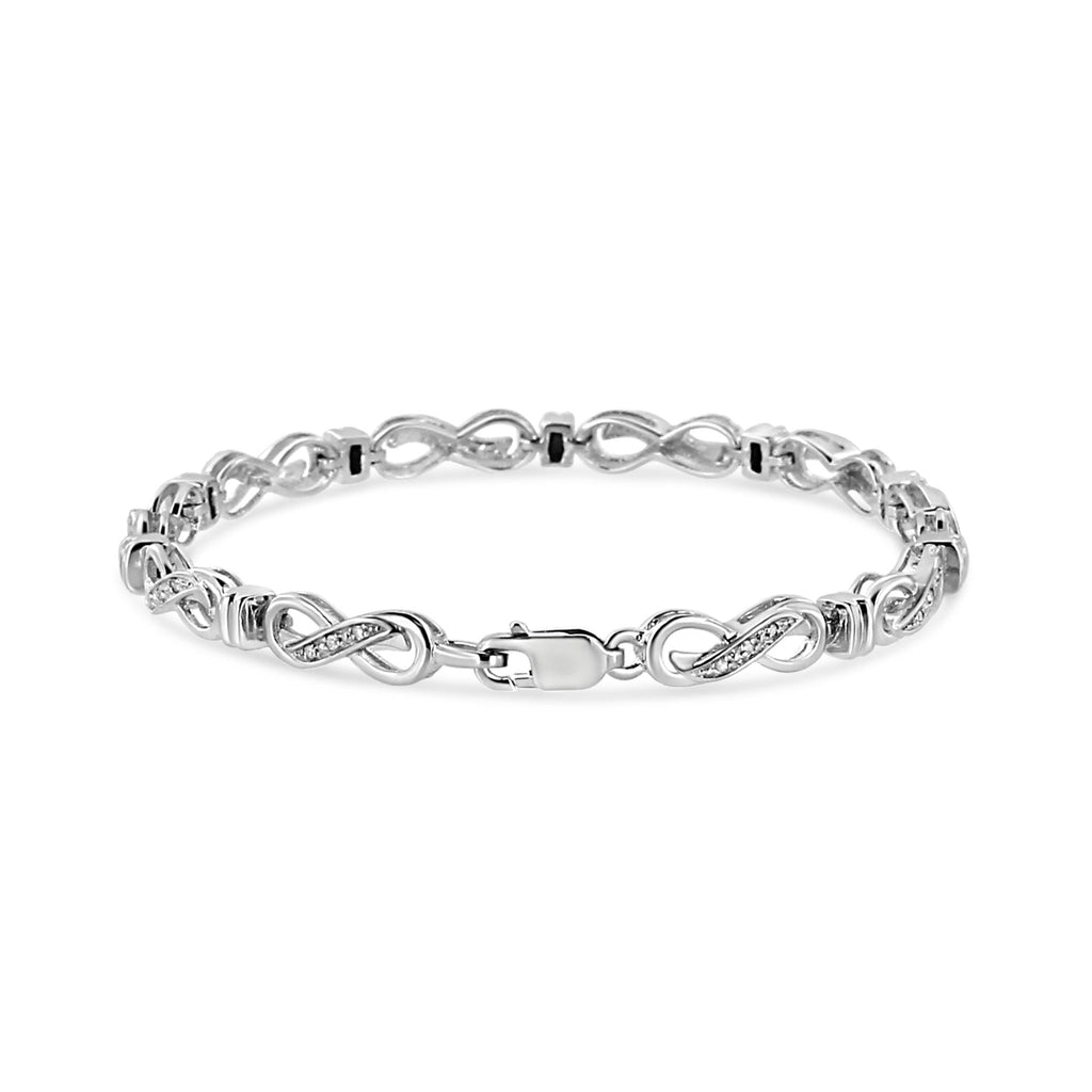 Bracciale a maglie infinito in argento sterling 925 con diamanti da 1/6 carati (colore IJ, purezza promozionale I3) - 7" - Friggin Jewelry
