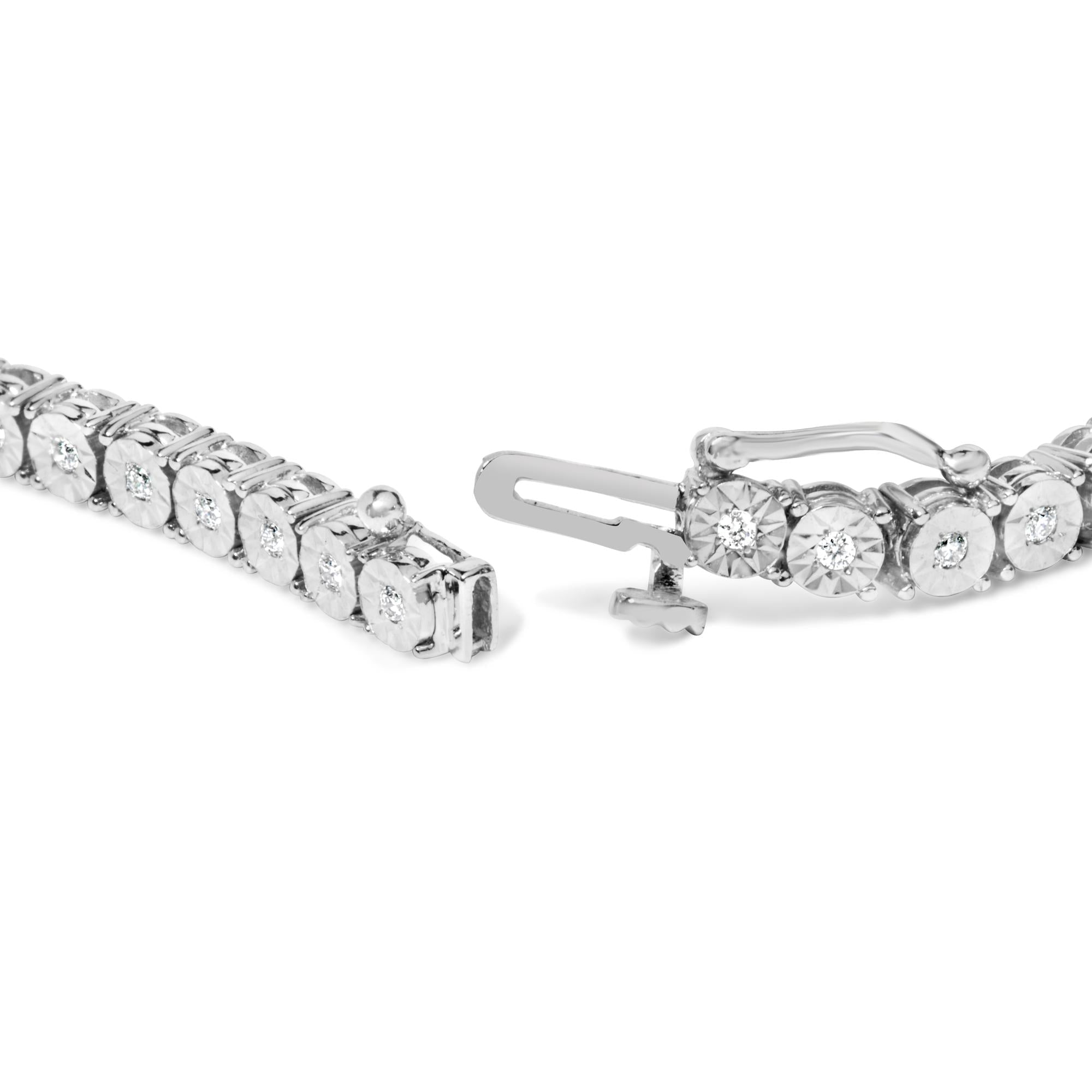 10K White Gold 1/2 Cttw Real Diamond Illusion-Set Miracle Plate Tennis Bracelet (I-J Color, SI2-I1 Clarity) - Size 7.5" - Friggin Jewelry Premium