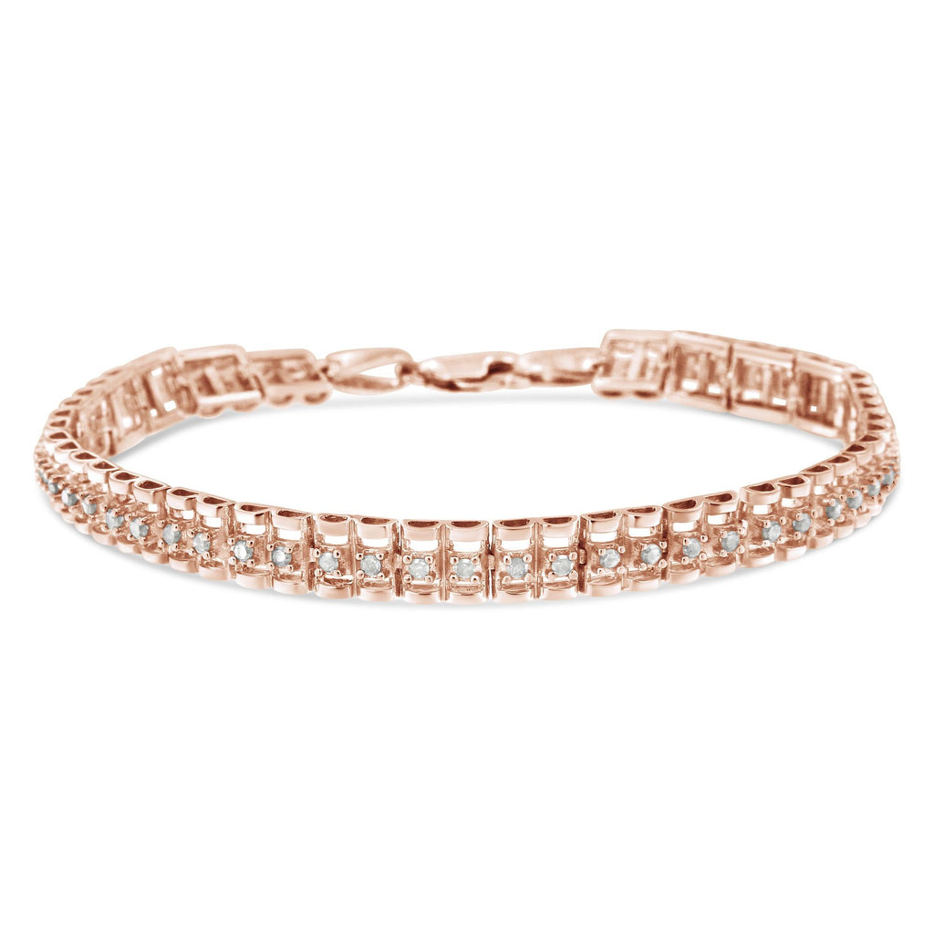 Pulsera de tenis de 18 cm con doble eslabón de diamantes en plata de ley 925 (color IJ, claridad I3) - Friggin Jewelry
