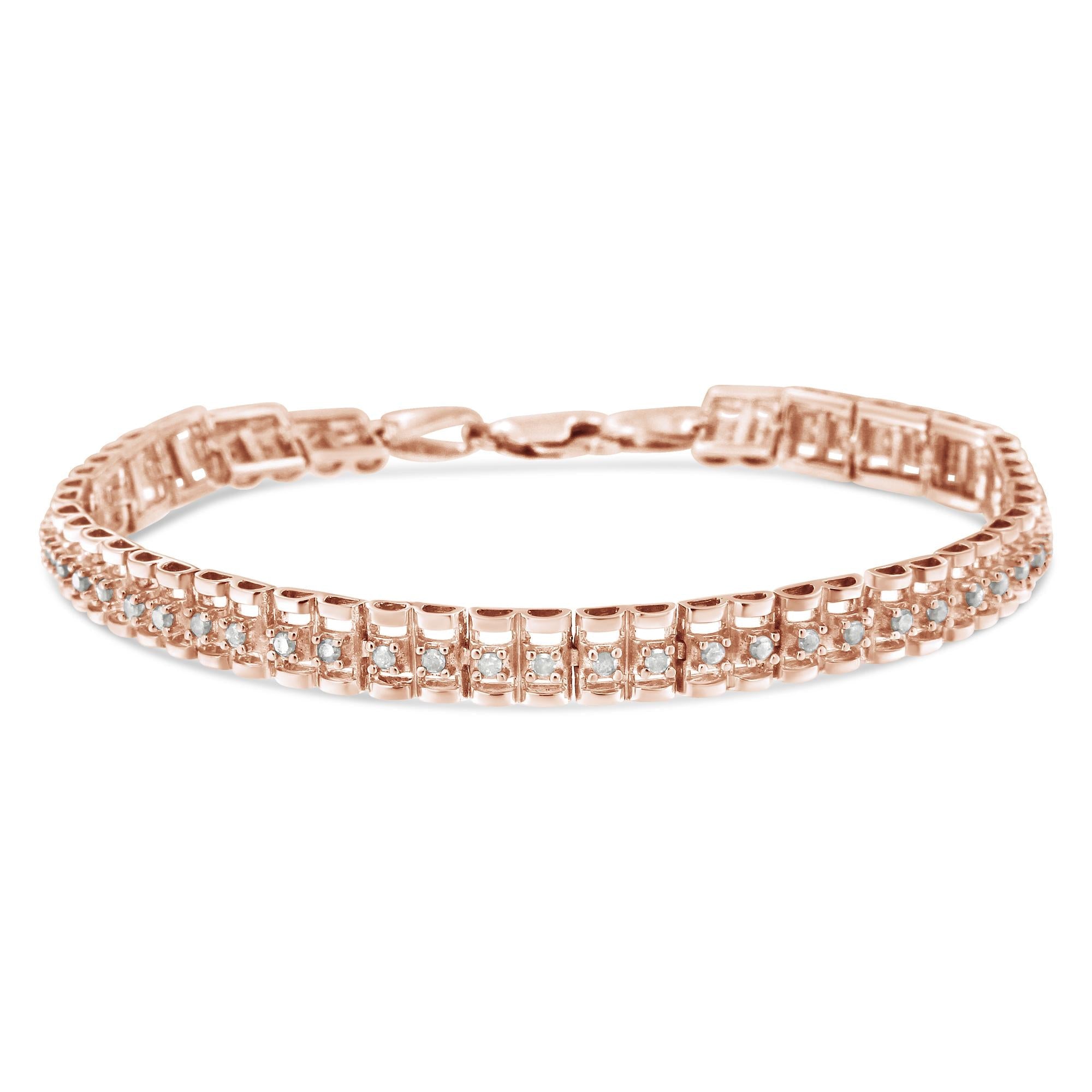 .925 Sterling Silver Diamond Double-Link 7" Tennis Bracelet (I-J Color, I3 Clarity) - Friggin Jewelry