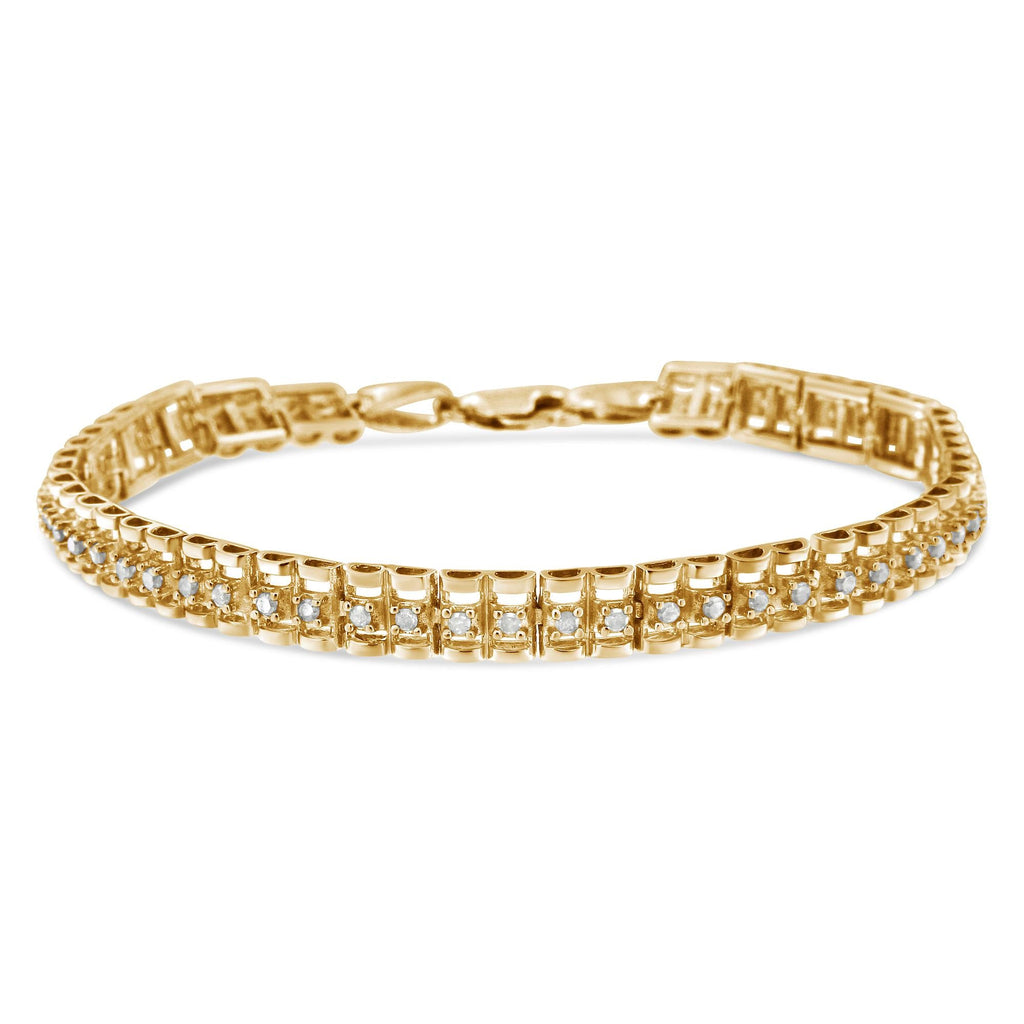 Pulsera de tenis de 18 cm con doble eslabón de diamantes en plata de ley 925 (color IJ, claridad I3) - Friggin Jewelry