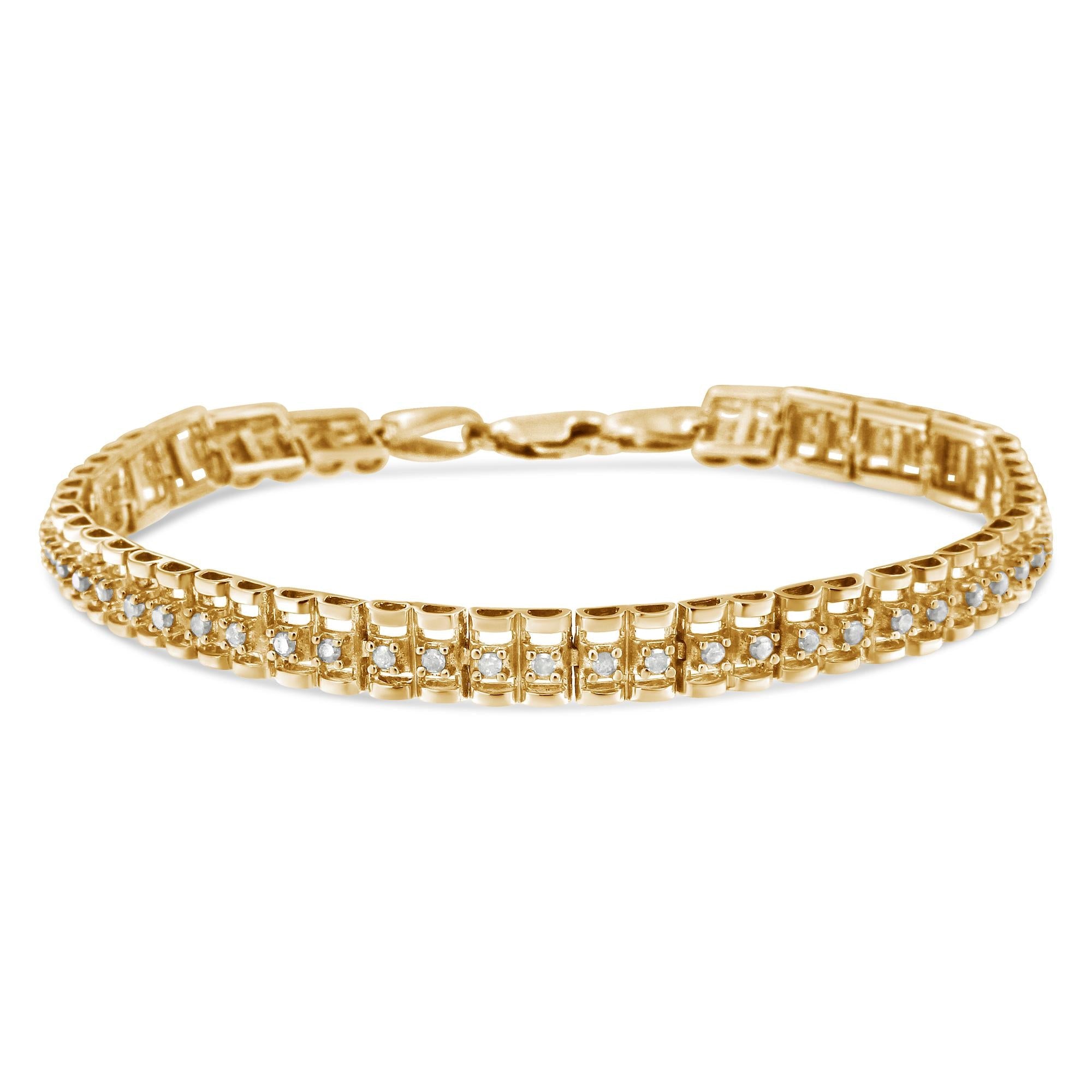 Pulsera de tenis de 18 cm con doble eslabón de diamantes en plata de ley 925 (color IJ, claridad I3) - Friggin Jewelry