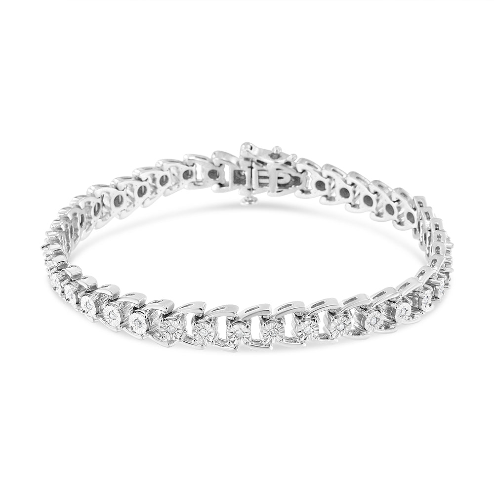 Pulsera de plata de ley 925 con diamantes redondos engastados Miracle de 1/4 ct y eslabones abiertos (color IJ, claridad I3-Promo) - 19 cm - Friggin Jewelry