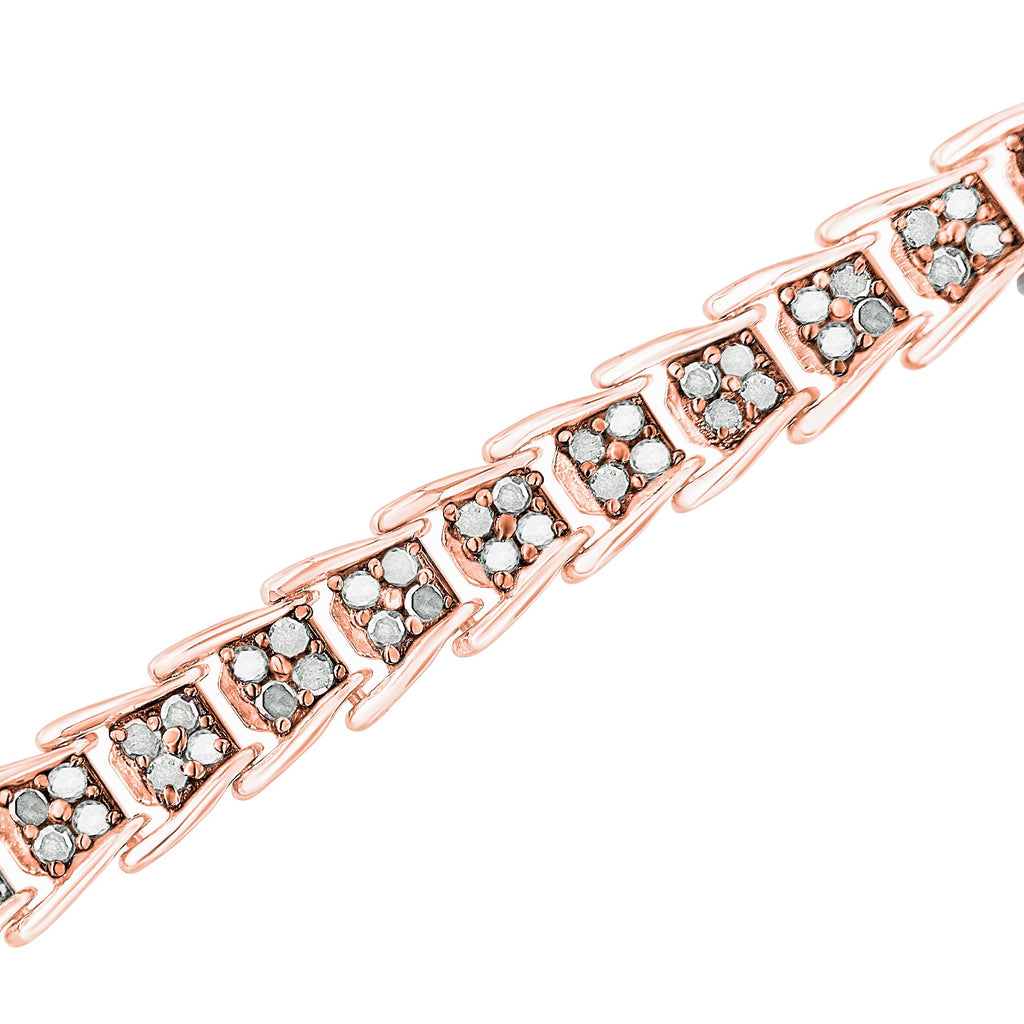 Pulsera de tenis de plata de ley 925 con eslabones de chevron de 2,0 quilates y diamantes en forma de abanico (color IJ, claridad I3) - 18,8 cm - Friggin Jewelry