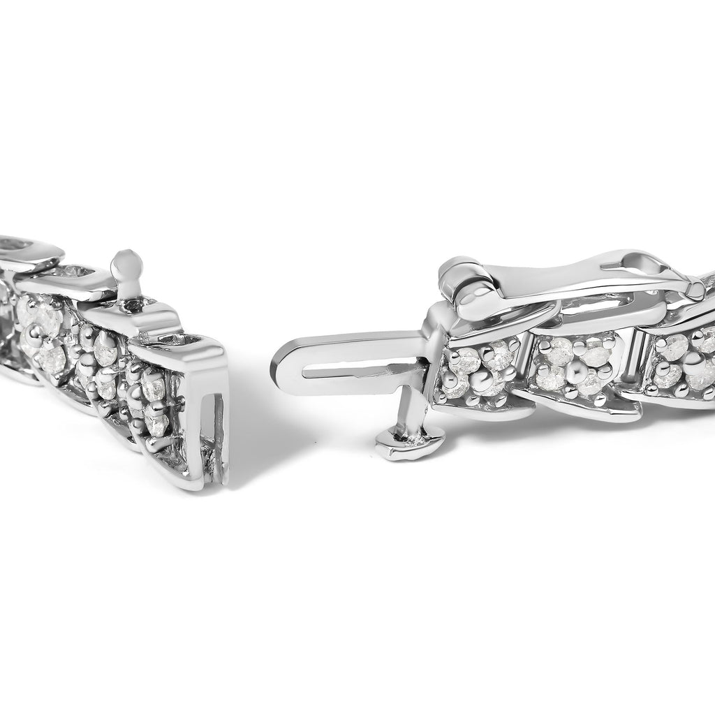 Pulsera de tenis de plata de ley 925 con eslabones de chevron de 2,0 quilates y diamantes en forma de abanico (color IJ, claridad I3) - 18,8 cm - Friggin Jewelry