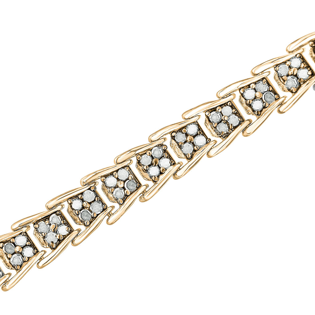 Pulsera de tenis de plata de ley 925 con eslabones de chevron de 2,0 quilates y diamantes en forma de abanico (color IJ, claridad I3) - 18,8 cm - Friggin Jewelry