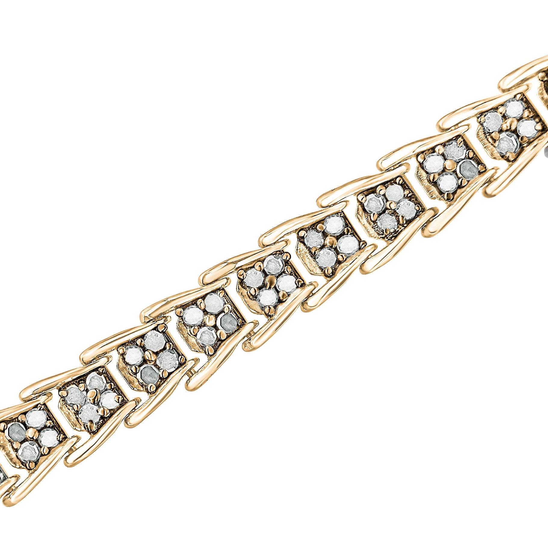 Pulsera de tenis de plata de ley 925 con eslabones de chevron de 2,0 quilates y diamantes en forma de abanico (color IJ, claridad I3) - 18,8 cm - Friggin Jewelry