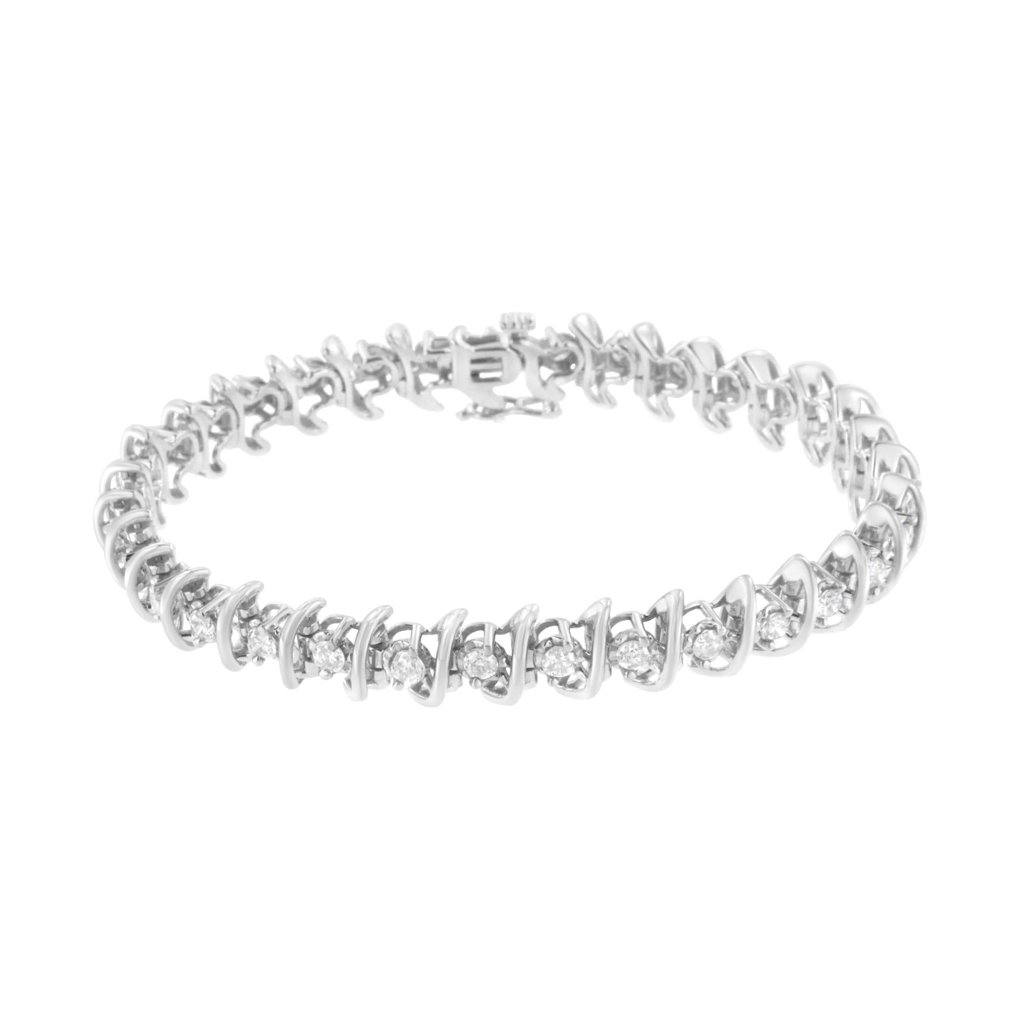 Pulsera de eslabones "S" de diamantes de 3 quilates en plata de ley 925 (claridad IJ, color I2-I3) - Talla 7.5" - Friggin Jewelry