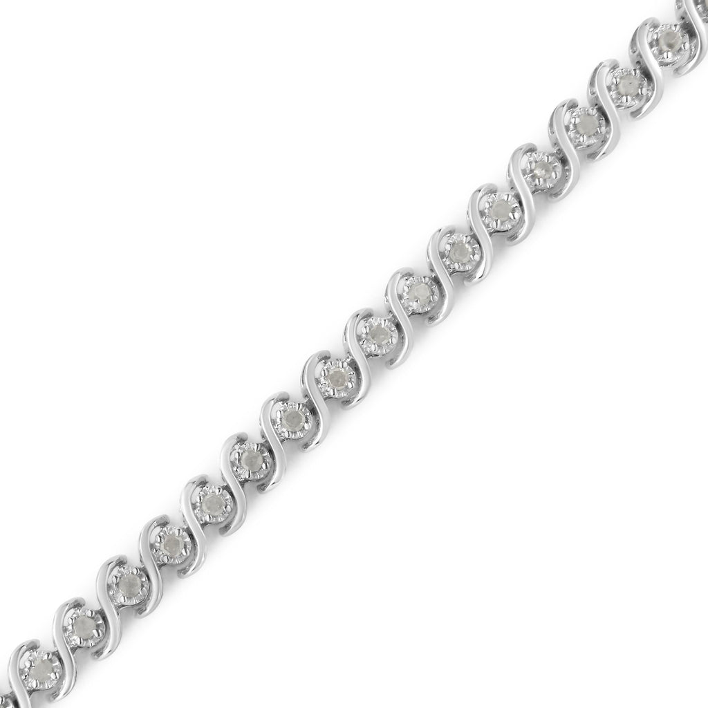 Pulsera de tenis de plata de ley 925 con diamantes redondos de 1,0 quilates engastados milagros de 18 cm (color IJ, claridad I3) - Friggin Jewelry