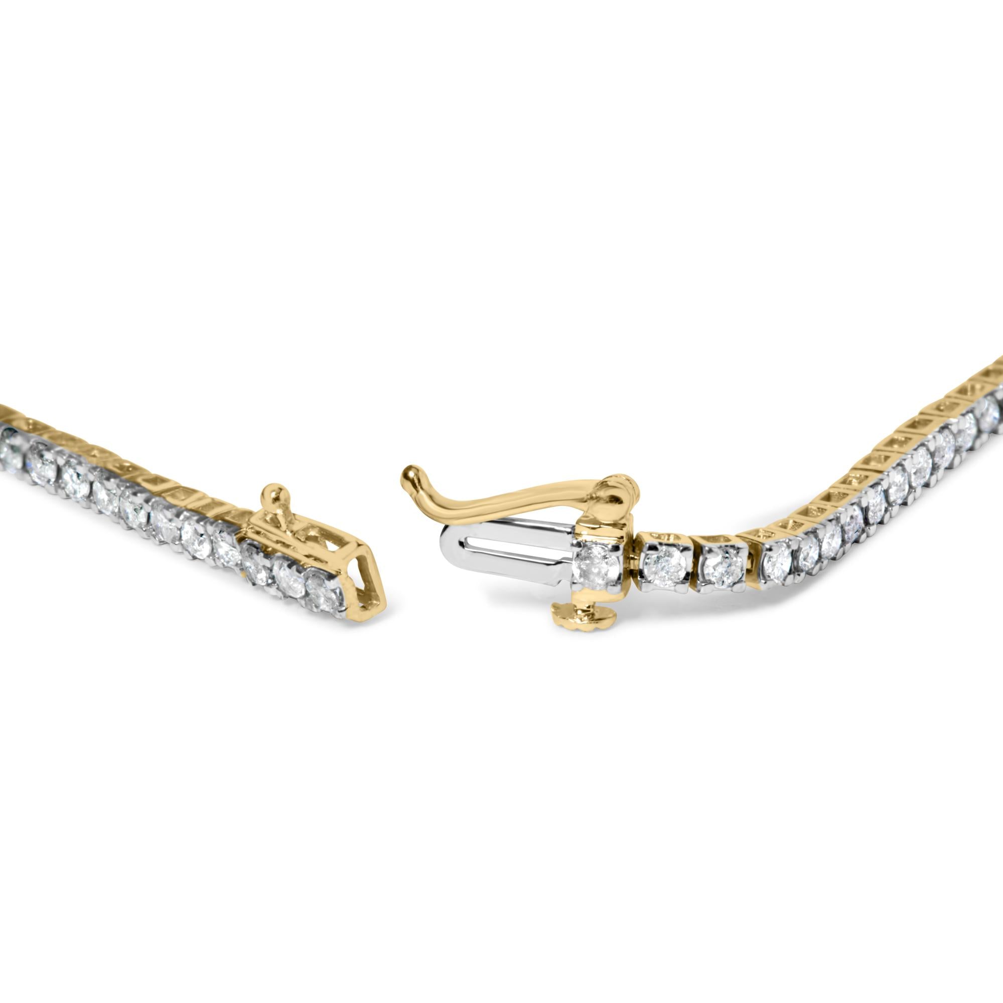 10K Yellow Gold Classic 3.0 Cttw Classic Diamond Tennis Bracelet (J-K Color, I2-I3 Clarity)  - 7.25" Inches - Friggin Jewelry