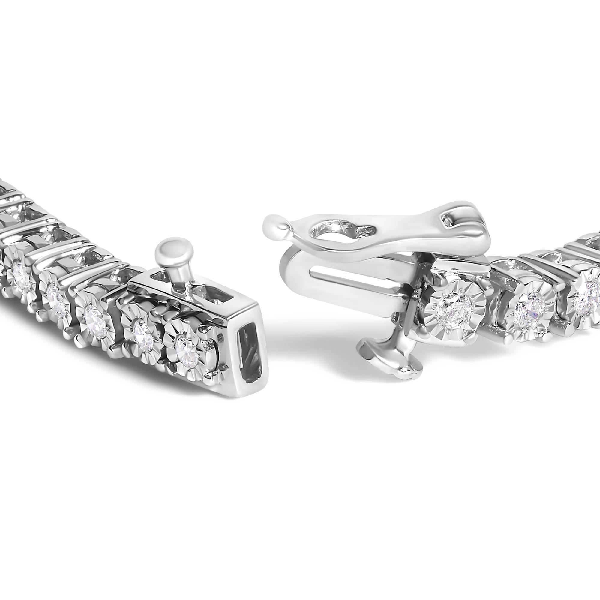 Pulsera de tenis de plata de ley 925 con placa milagrosa y diamantes cultivados en laboratorio - 18,3 cm - Friggin Jewelry