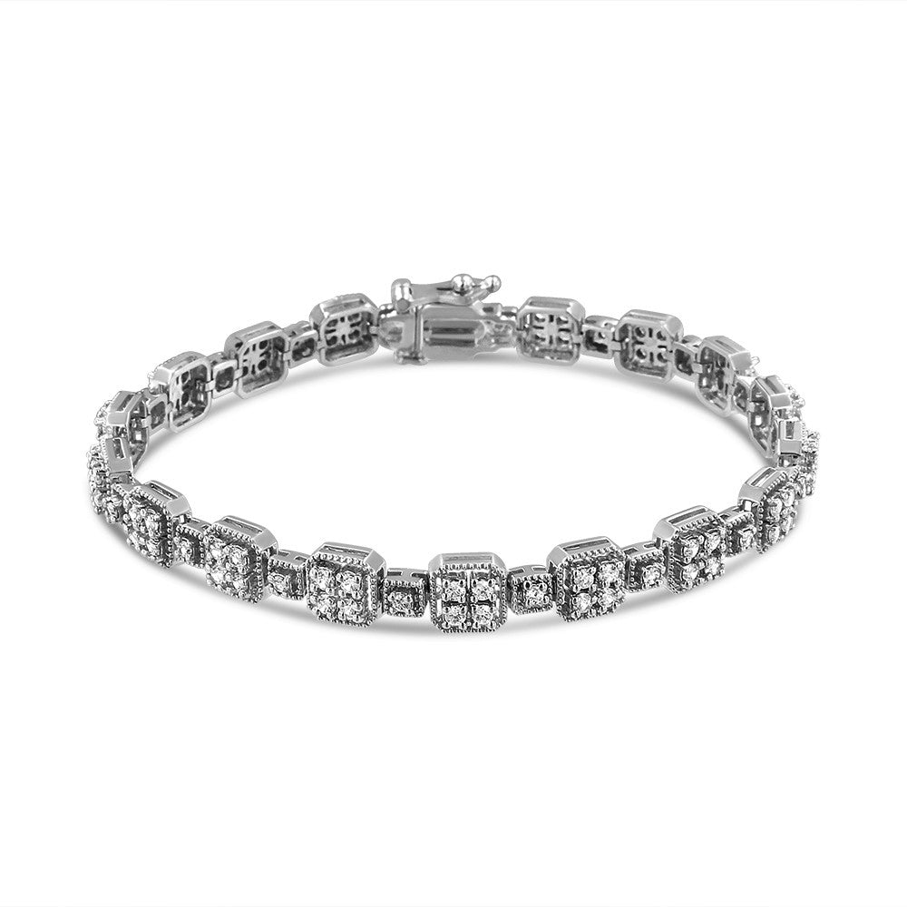 Bracciale a maglie quadrate in oro 10 carati con diamanti da 2,0 ct (colore JK, purezza I2-I3) - Misura 7,25" - Friggin Jewelry