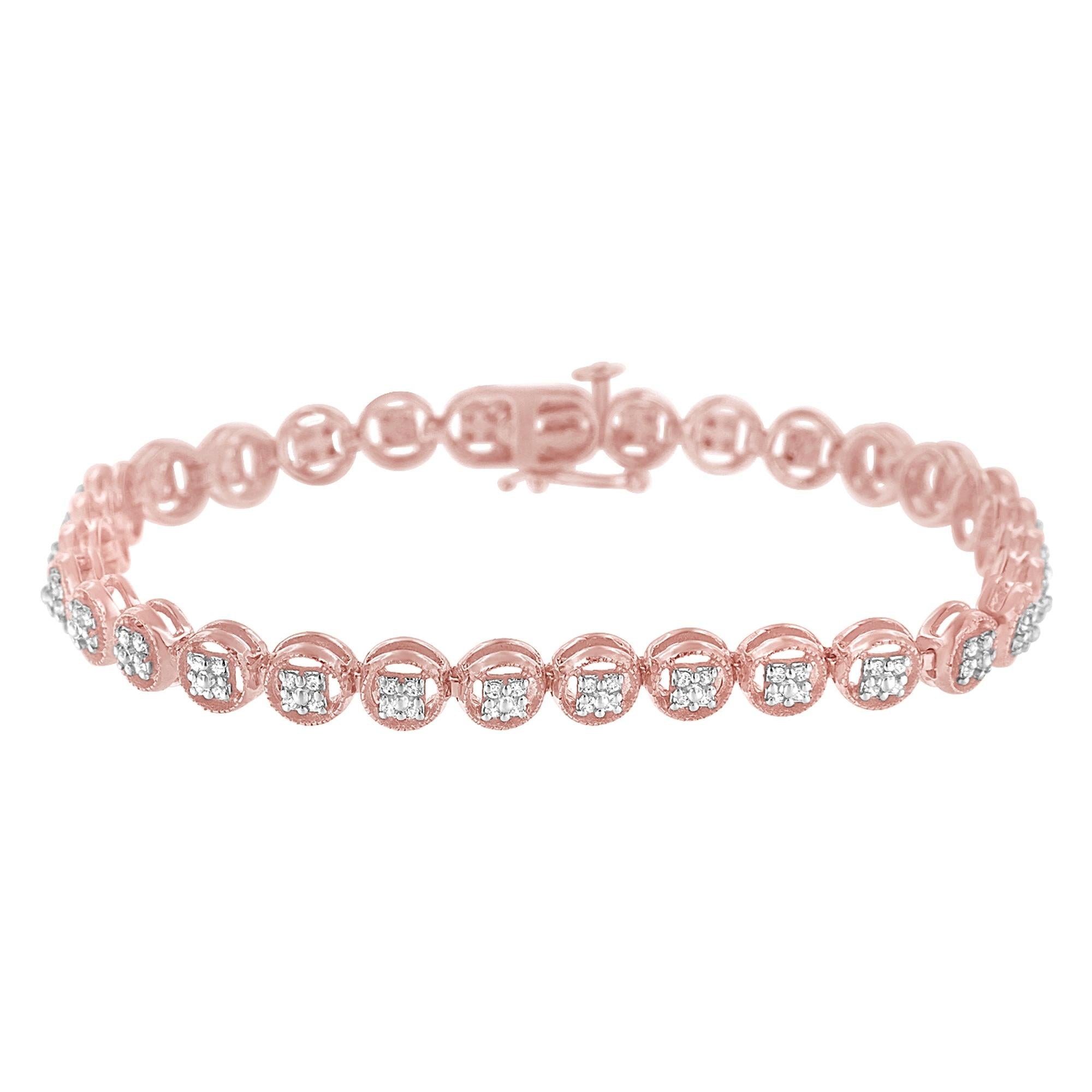 Pulsera de tenis de plata de ley 925 con eslabones de rueda de 18 cm y diamantes de 1/4 ct (color IJ, claridad I2-I3) - Friggin Jewelry