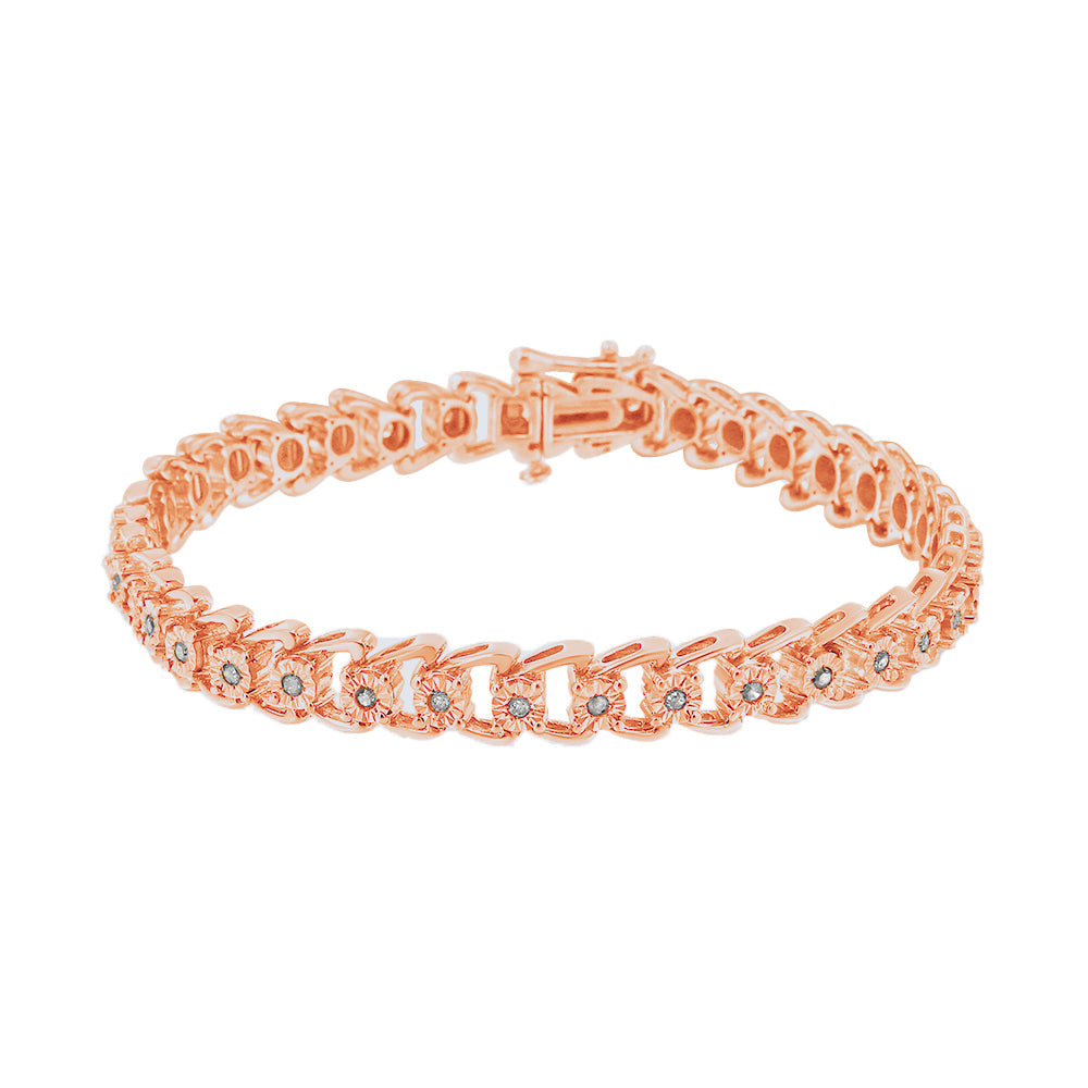Pulsera de tenis de 18 cm en plata de ley 925 con diamantes de 1/2 ct y doble onda engastada milagros (color IJ, claridad I3) - Friggin Jewelry