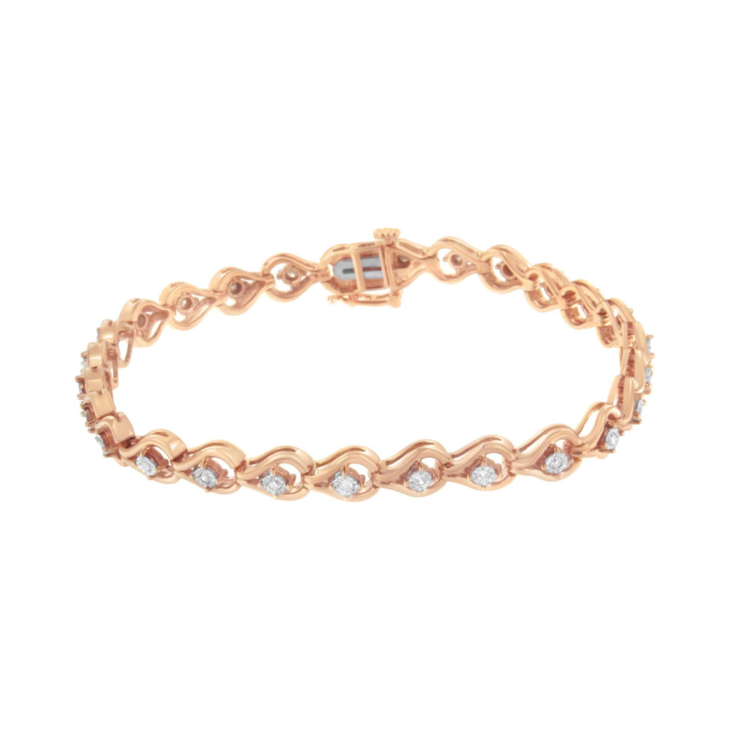 Pulsera de eslabones de 18 cm en forma de lágrima con diamantes de 1/4 ct engastados milagros en plata de ley 925 (color IJ, claridad I3) - Friggin Jewelry