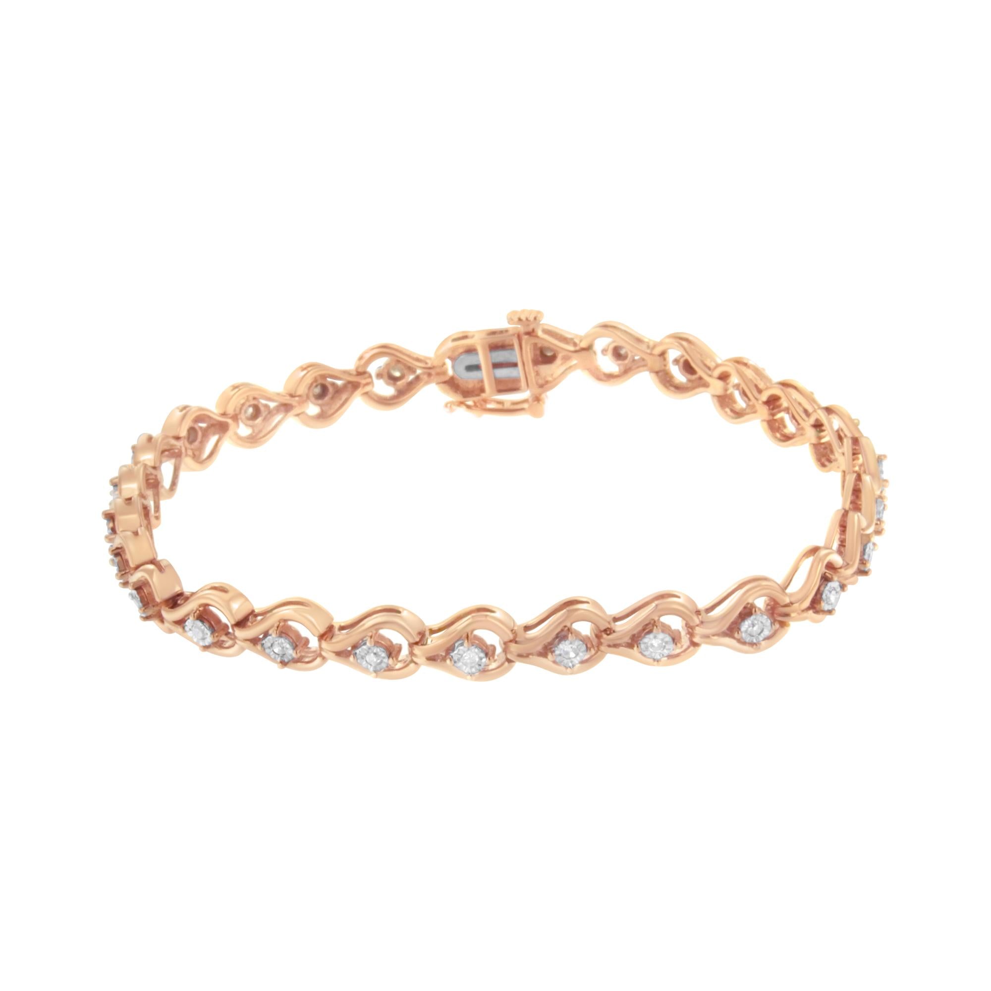 Pulsera de eslabones de 18 cm en forma de lágrima con diamantes de 1/4 ct engastados milagros en plata de ley 925 (color IJ, claridad I3) - Friggin Jewelry