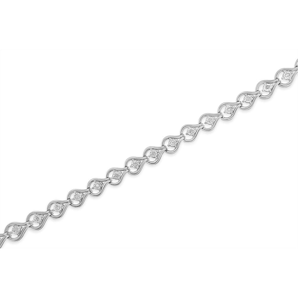 Pulsera de eslabones de 18 cm en forma de lágrima con diamantes de 1/4 ct engastados milagros en plata de ley 925 (color IJ, claridad I3) - Friggin Jewelry