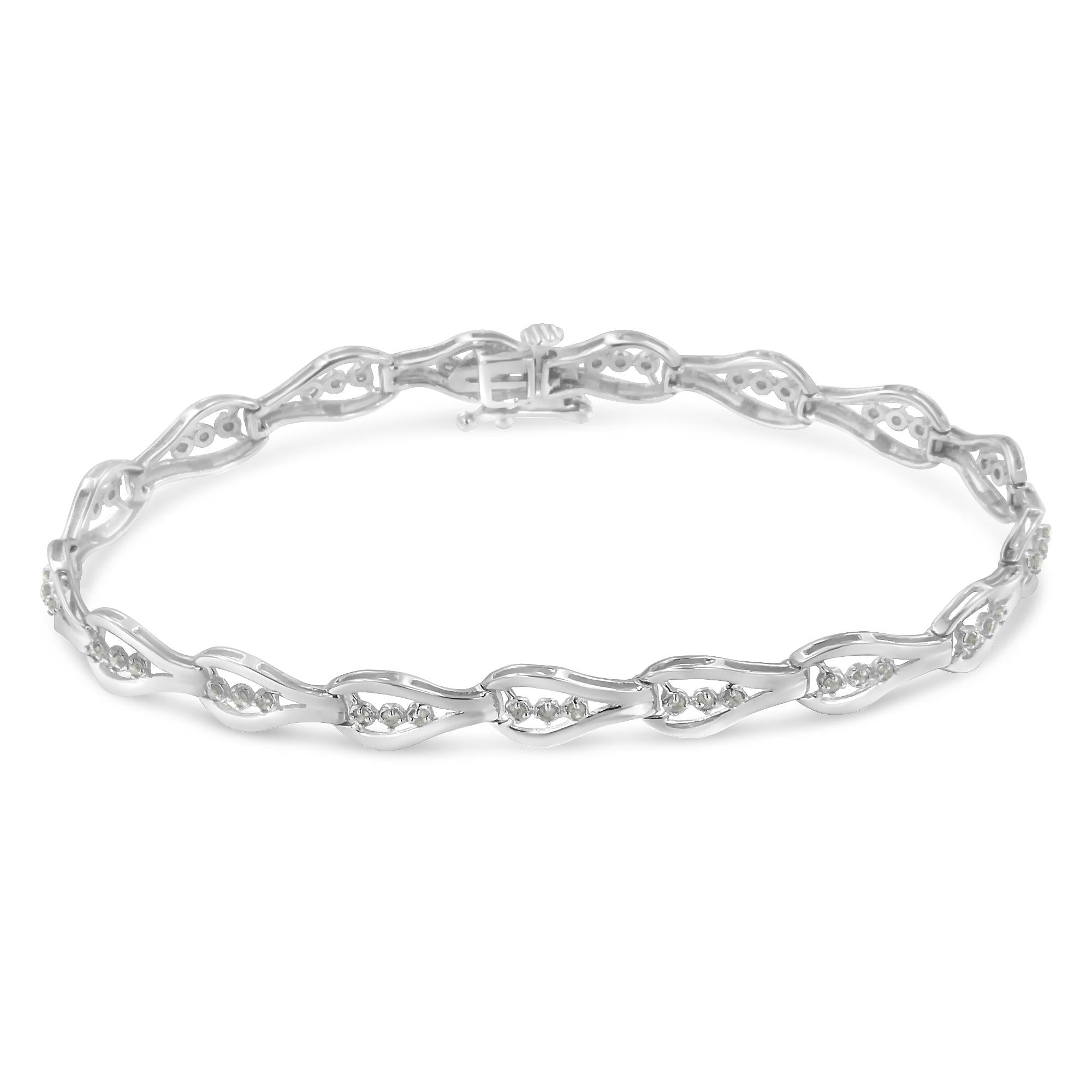 Pulsera de eslabones de diamantes en plata de ley (0,5 cts, color IJ, claridad I3) - Friggin Jewelry