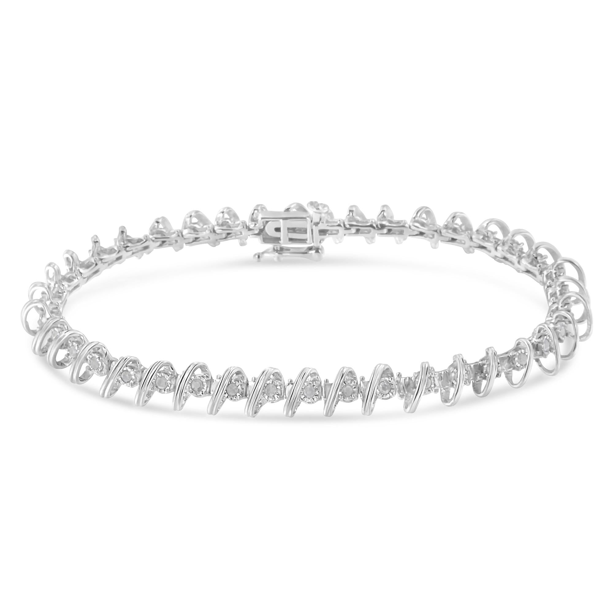.925 Sterling Silver 1/2 Cttw Diamond Miracle-Set 7" Tennis Bracelet (I-J Color, I3 Clarity) - Friggin Jewelry