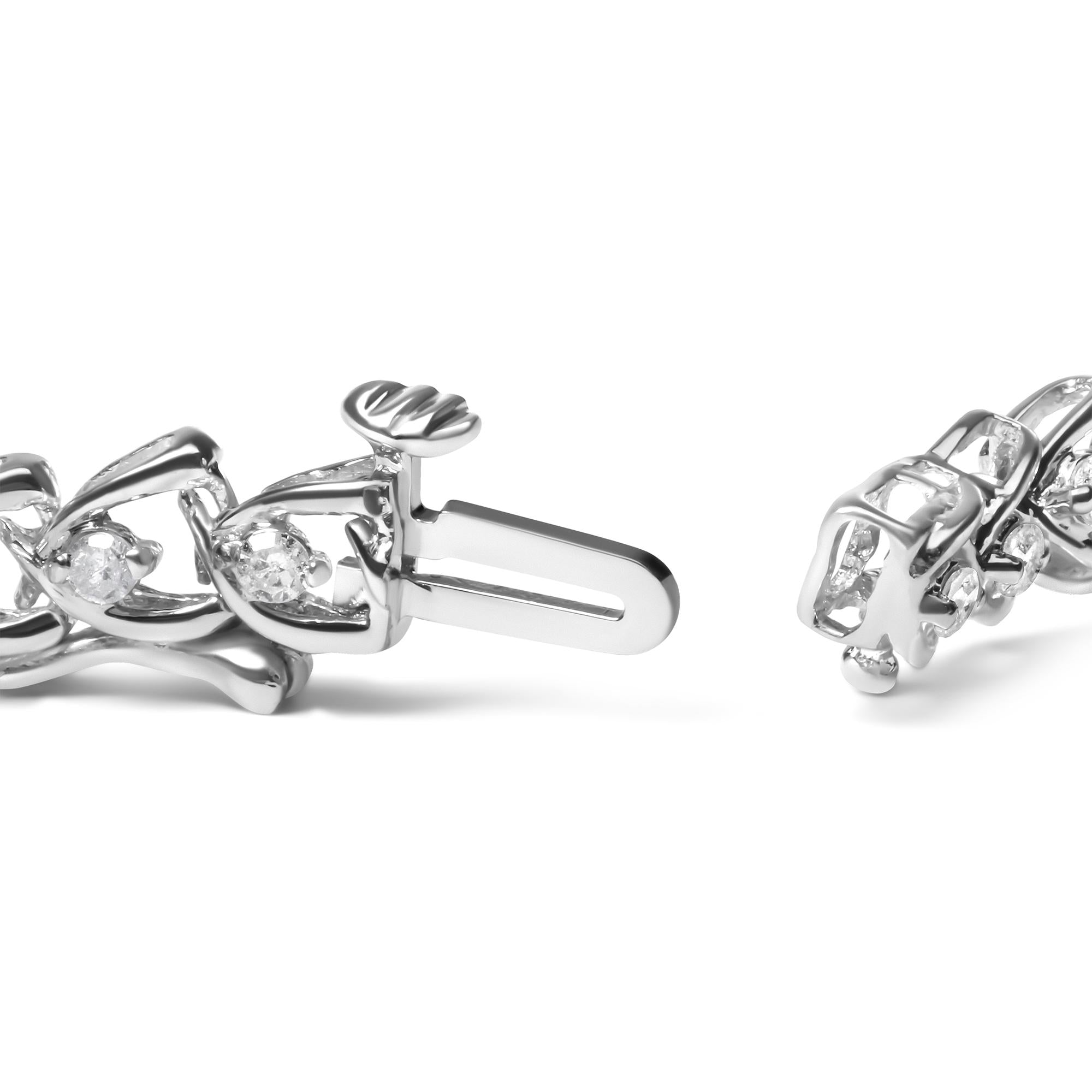 .925 Sterling Silver 1.00 Cttw Diamond C-Shaped Link Bracelet (I-J Color, I3 Clarity) - Friggin Jewelry