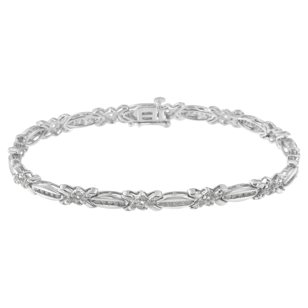 Sterling Silver Diamond X-Link Tennis Bracelet (1 cttw, I-J Color, I3 Clarity) - Friggin Jewelry