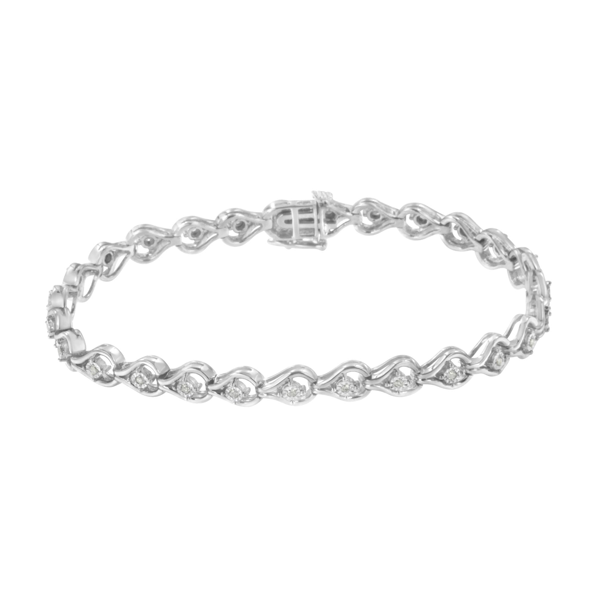 Sterling Silver Diamond Link Bracelet (1/4 cttw, I-J Color, I2-I3 Clarity) - Friggin Jewelry