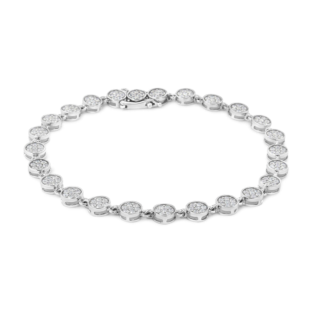 Bracciale a maglie in argento sterling 925 con diamanti rotondi da 2,0 ct (colore GH, purezza I1-I2) - 7,25" - Friggin Jewelry