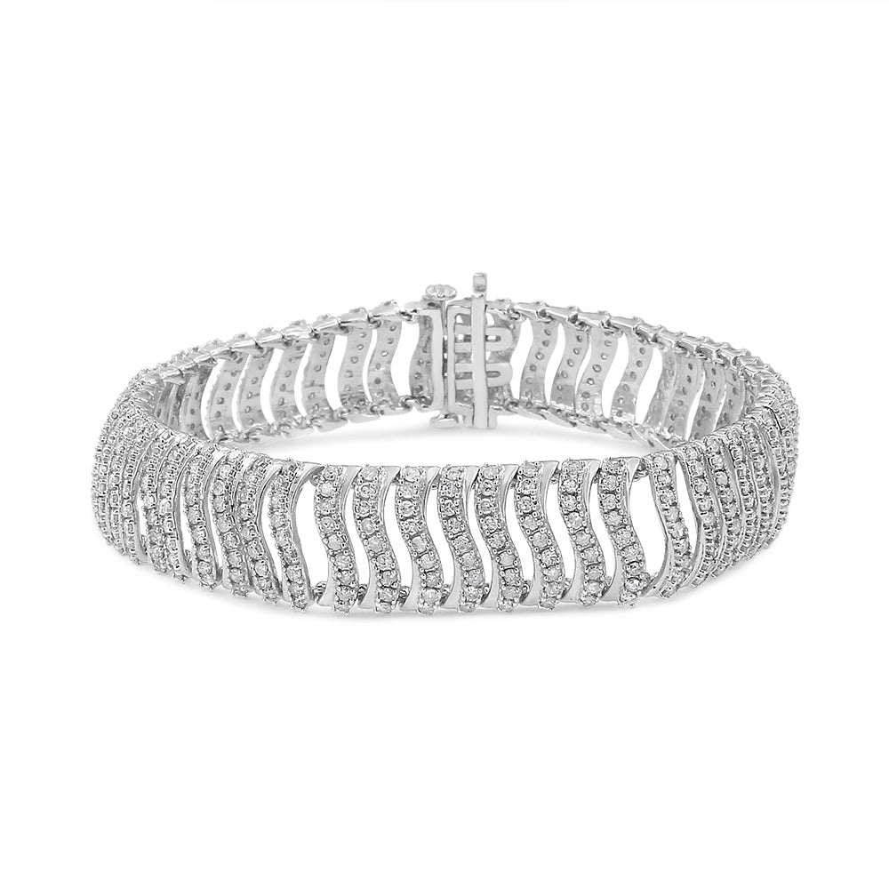 Pulsera de eslabones "S" de diamantes de talla redonda de 5,00 quilates en plata de ley 925 (color IJ, claridad I3) - Talla 7,25 - Friggin Jewelry