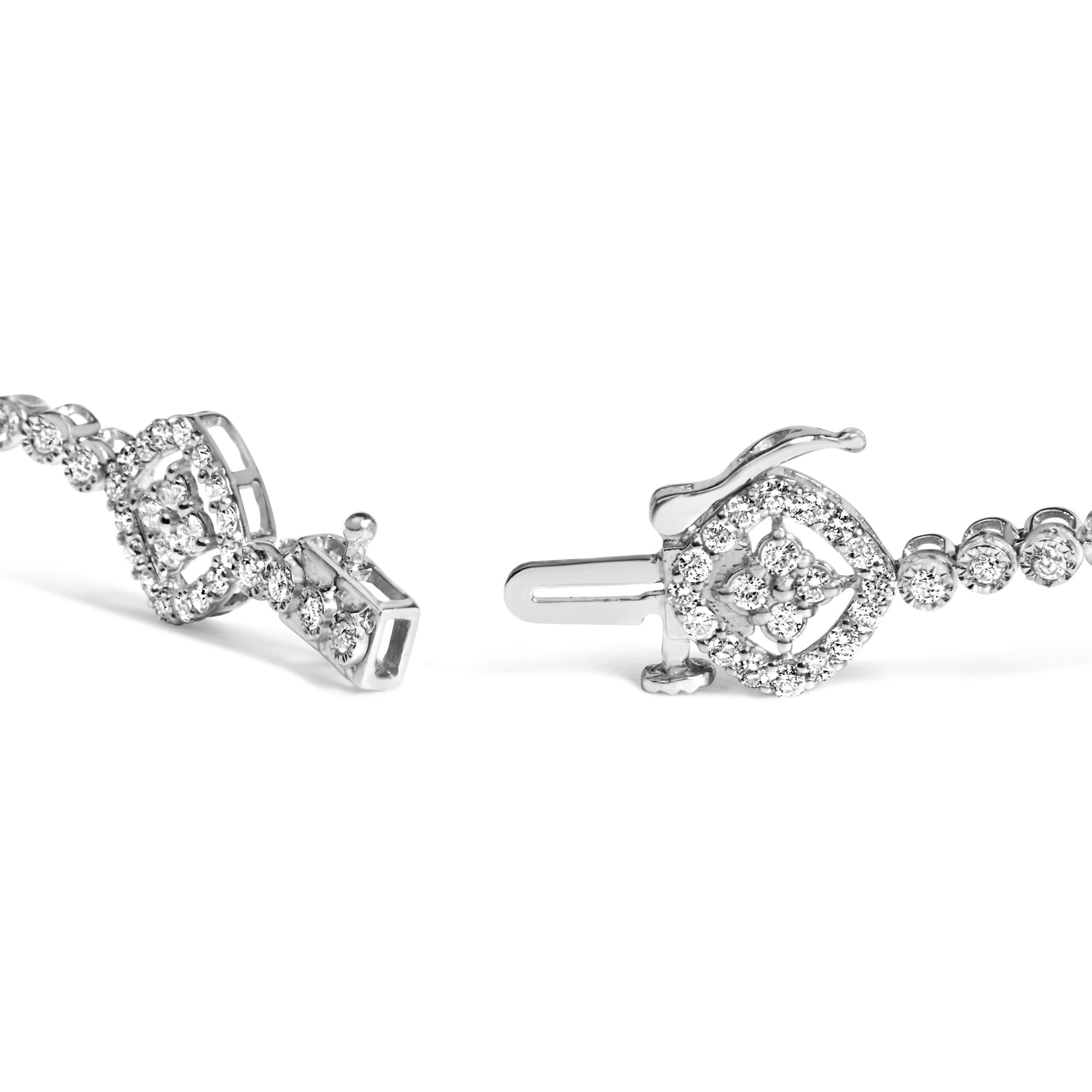 Pulsera de eslabones cuadrados con halo de diamantes de 3,0 quilates en plata de ley 925 (color IJ, claridad I3) - 18,3 cm - Friggin Jewelry