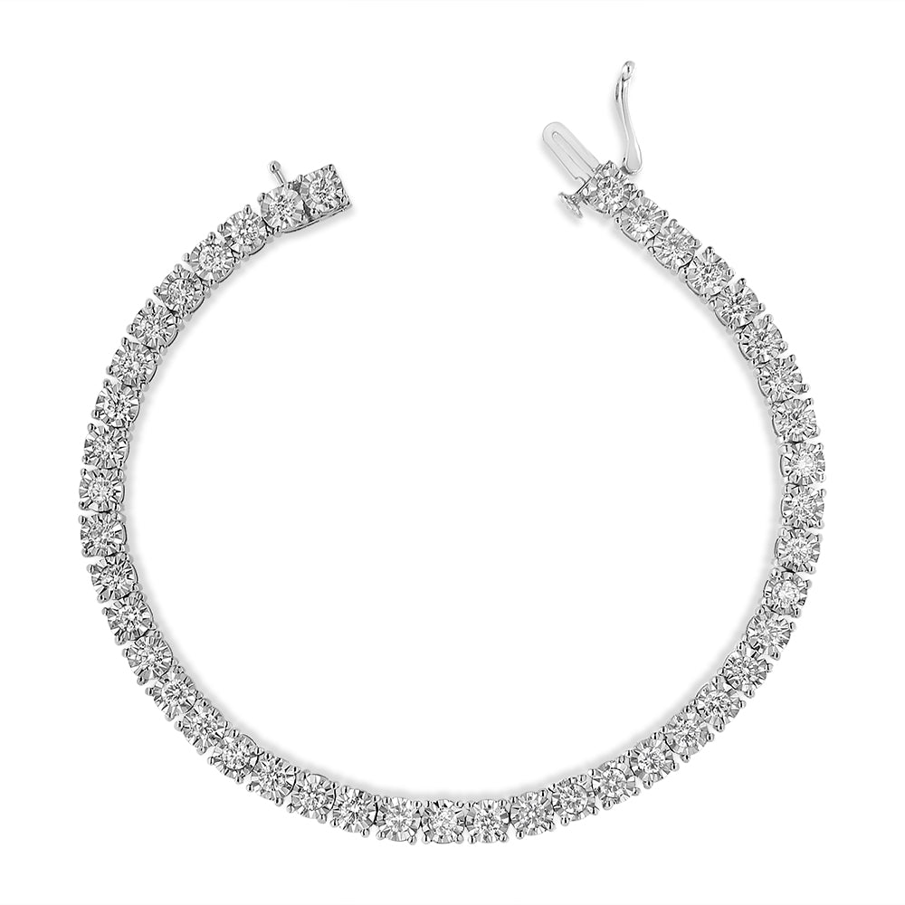 .925 Sterling Silver 3.0 Cttw Diamond Illusion-Set Miracle Plate Tennis Bracelet (I-J Color, I3 Clarity) - 7" - Friggin Jewelry