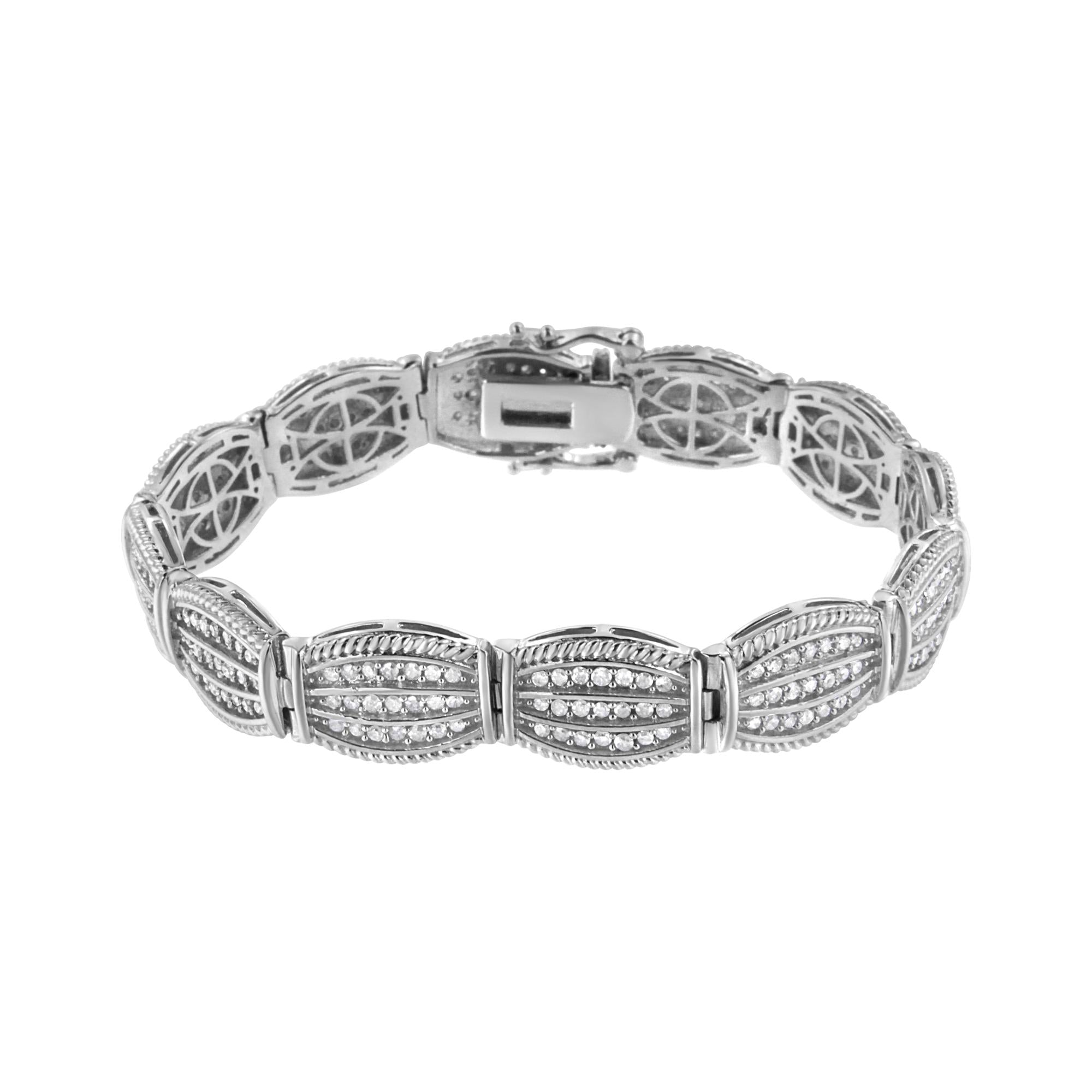 Pulsera de eslabones estilo art déco con diamantes de 3 quilates en plata de ley 925 (IJ, I2-I3) - Talla 7,25" - Friggin Jewelry