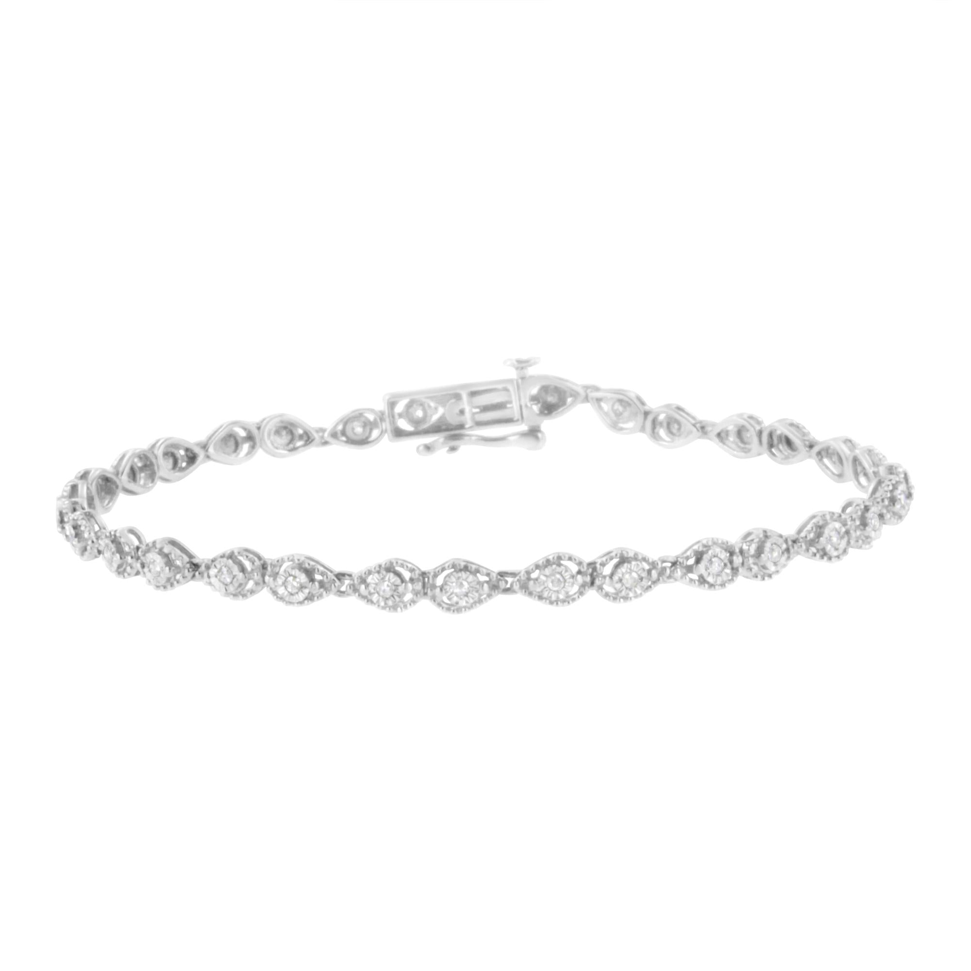 Pulsera de eslabones en forma de pera con diamantes engastados milagros de 1/2 ct en plata esterlina 925 (color IJ, claridad I3) - Talla 7,25" - Friggin Jewelry