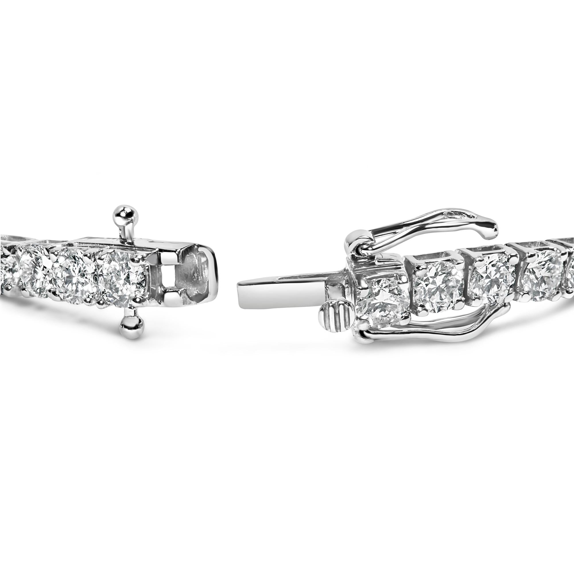 14K White Gold 4-Prong Set Lab Grown Round Diamond Classic Tennis Bracelet (F-G Color, VS1-VS2 Clarity) - 7.25" - Friggin Jewelry