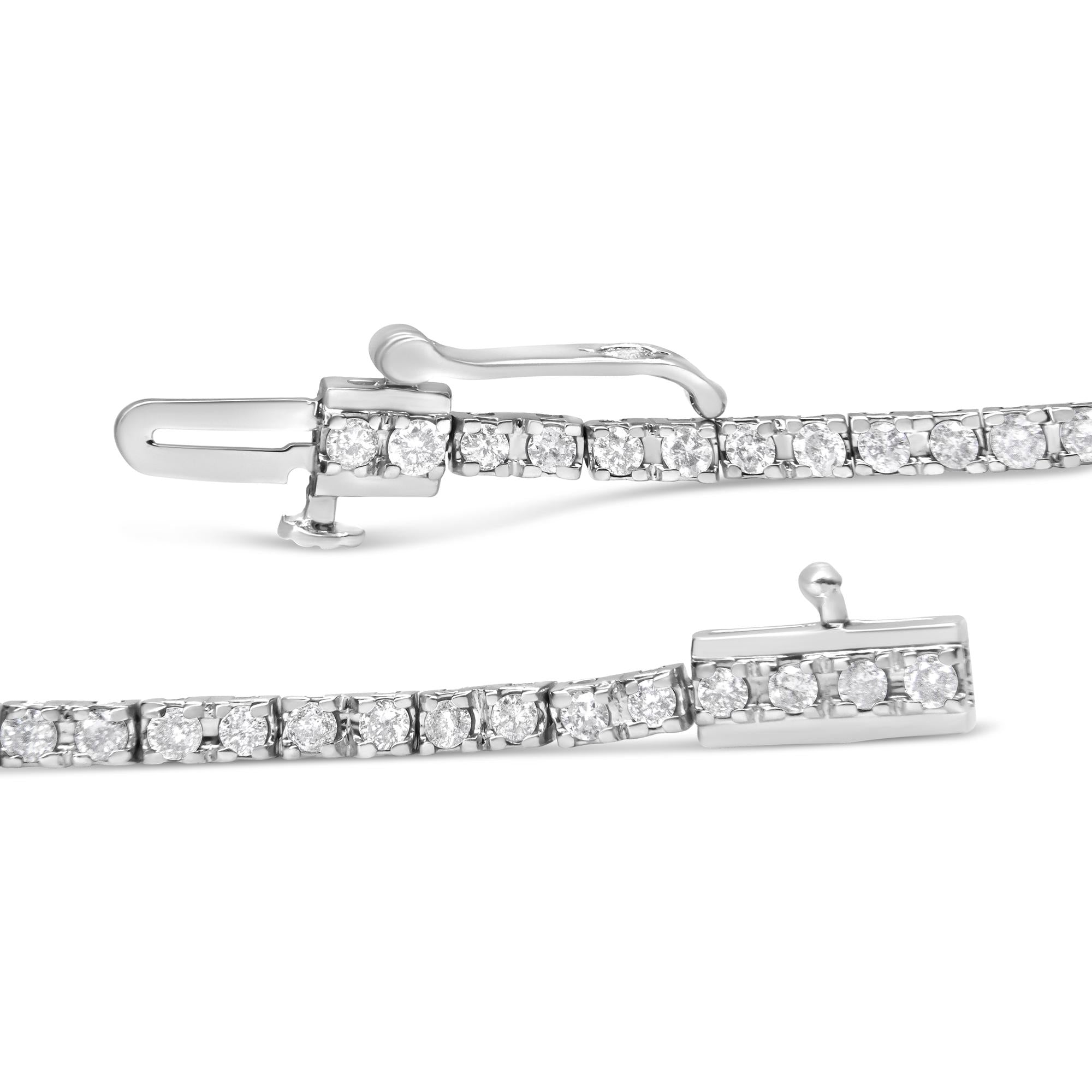 10K White Gold 2.0 Cttw Prong Set Round-Cut 7.25" Classic Diamond Tennis Bracelet (G-H Color, I1-I2 Clarity) - Friggin Jewelry Premium