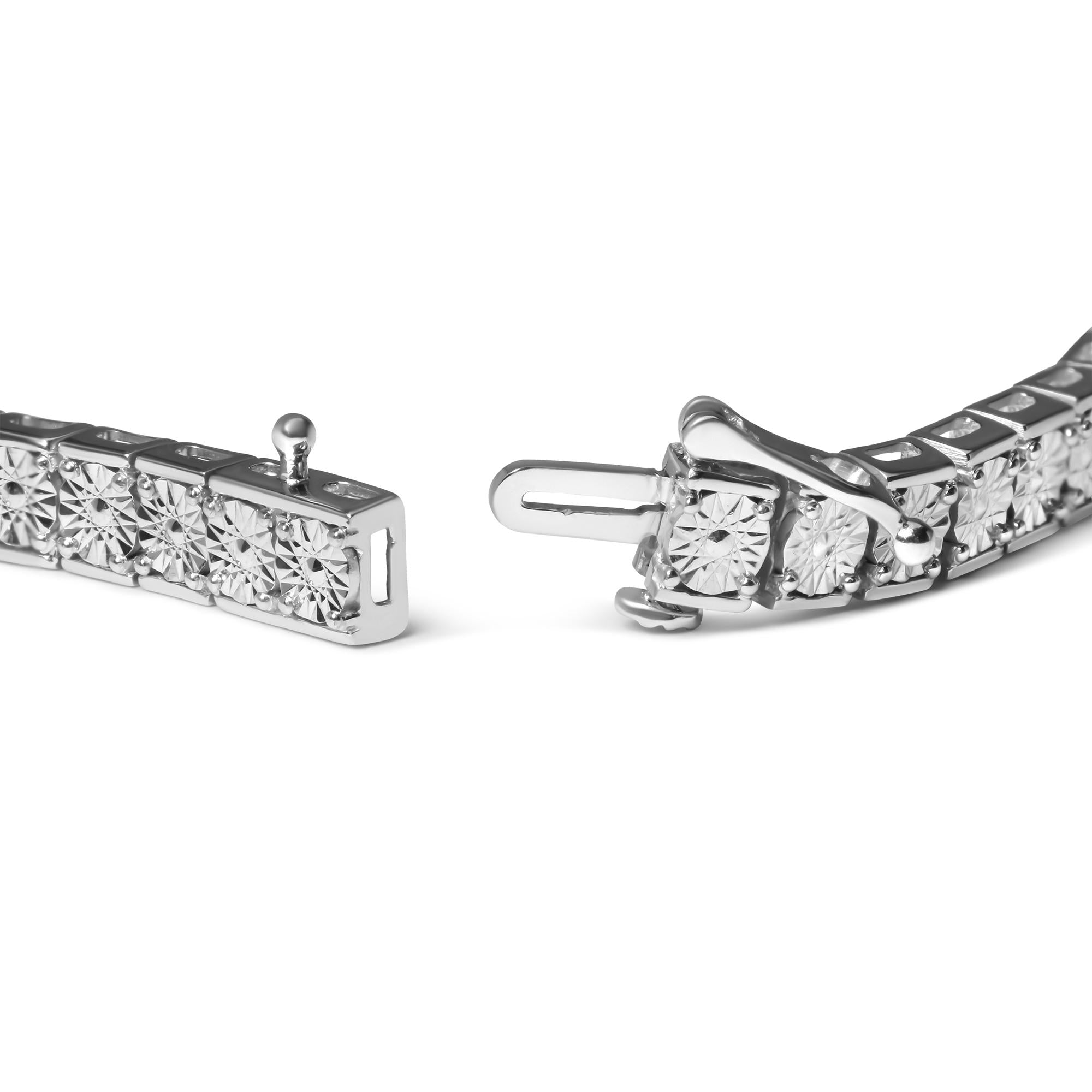 Bracciale a maglie da 7,25" in argento sterling 925 con diamanti da 1/10 ct (colore IJ, purezza I2-I3) - Friggin Jewelry