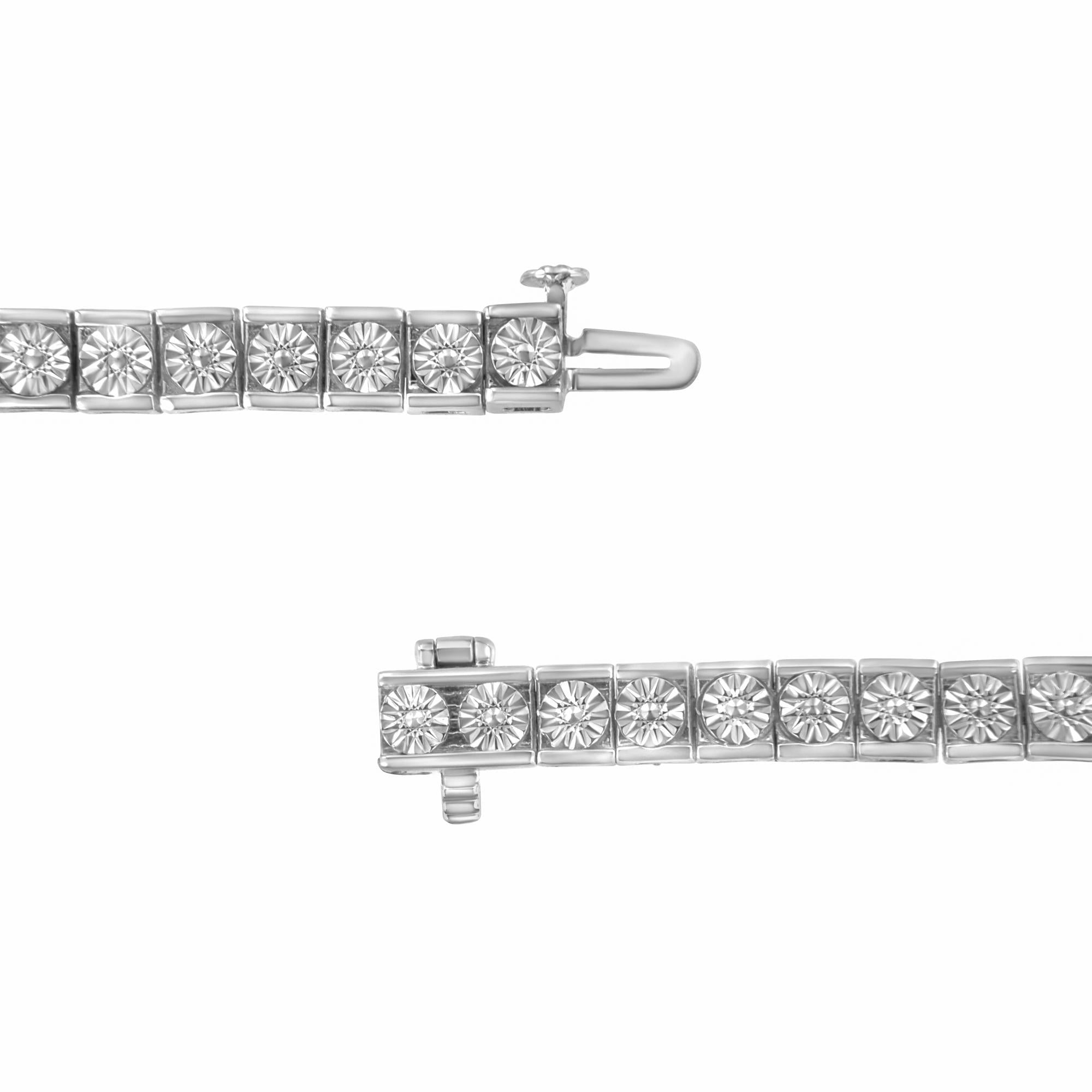 Pulsera clásica de tenis con detalles de diamantes engastados en plata de ley 925 (color IJ, claridad I2-I3) - 18,3 cm - Friggin Jewelry