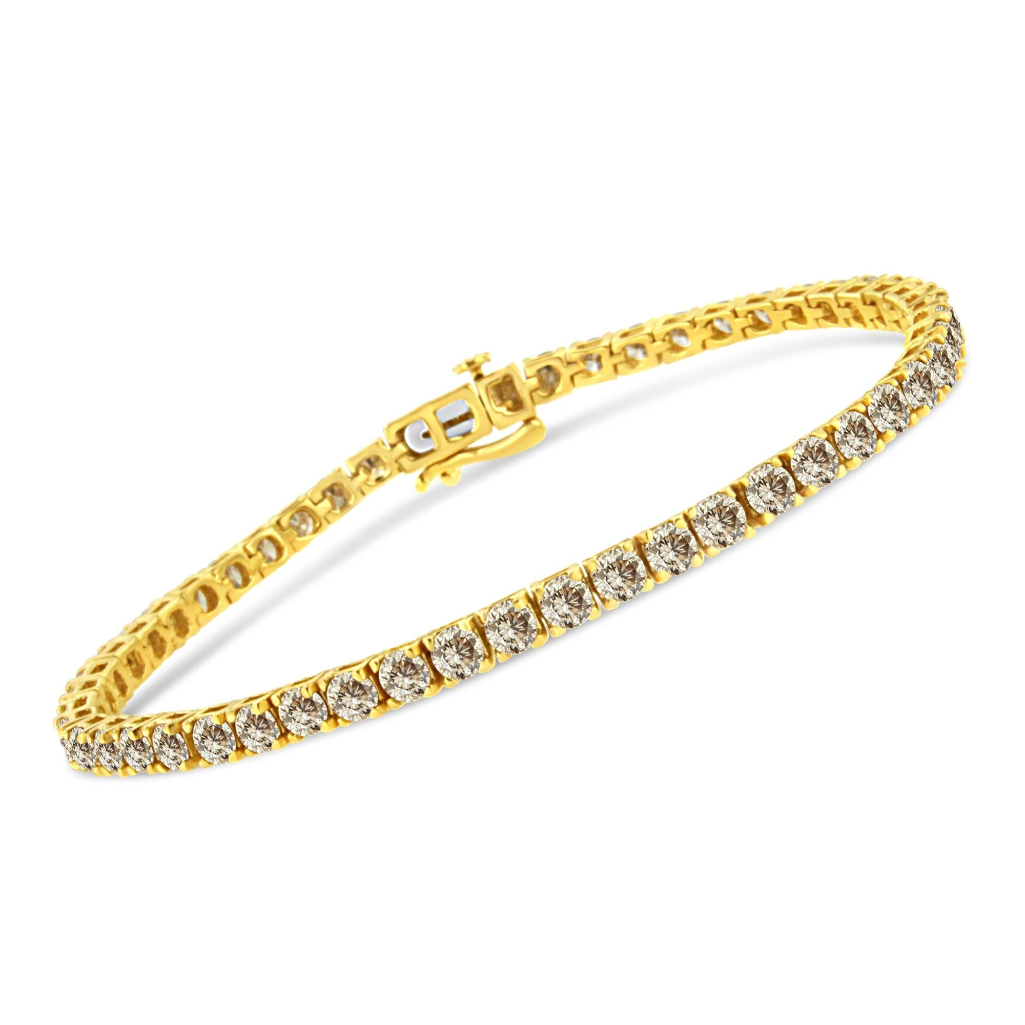 14K Yellow Gold Plated .925 Sterling Silver 8.0 Cttw Diamond Classic Link Tennis Bracelet (K-L Color, I2-I3 Clarity) - 7-1/4" - Friggin Jewelry Premium