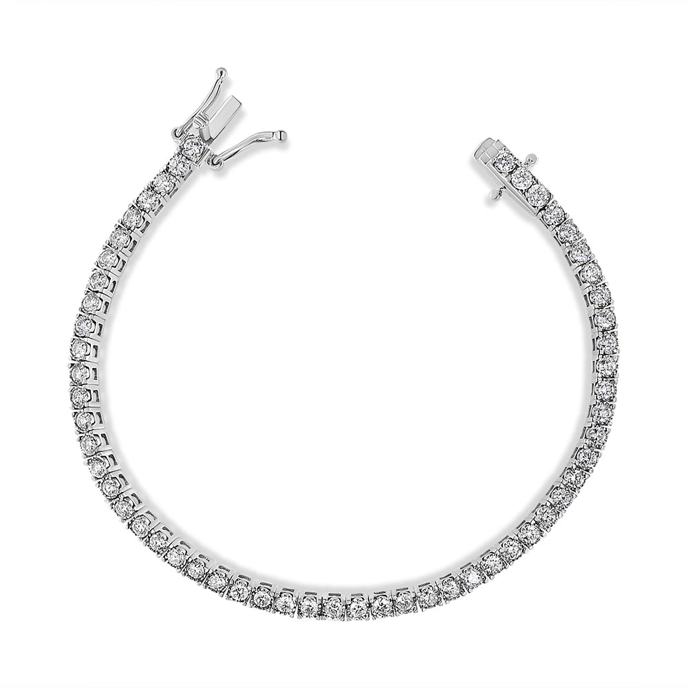 14K White Gold 3.0 Cttw Miracle Set Round-Cut Lab Grown Diamond Illusion 7" Tennis Bracelet (F-G Color, VS2-SI1 Clarity) - Friggin Jewelry