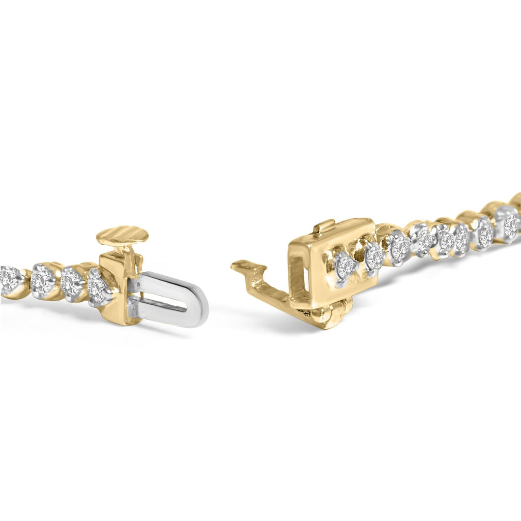 Pulsera clásica de tenis de plata de ley chapada en oro amarillo de 10 quilates con diamantes de 2,0 quilates - 18,3 cm - Friggin Jewelry