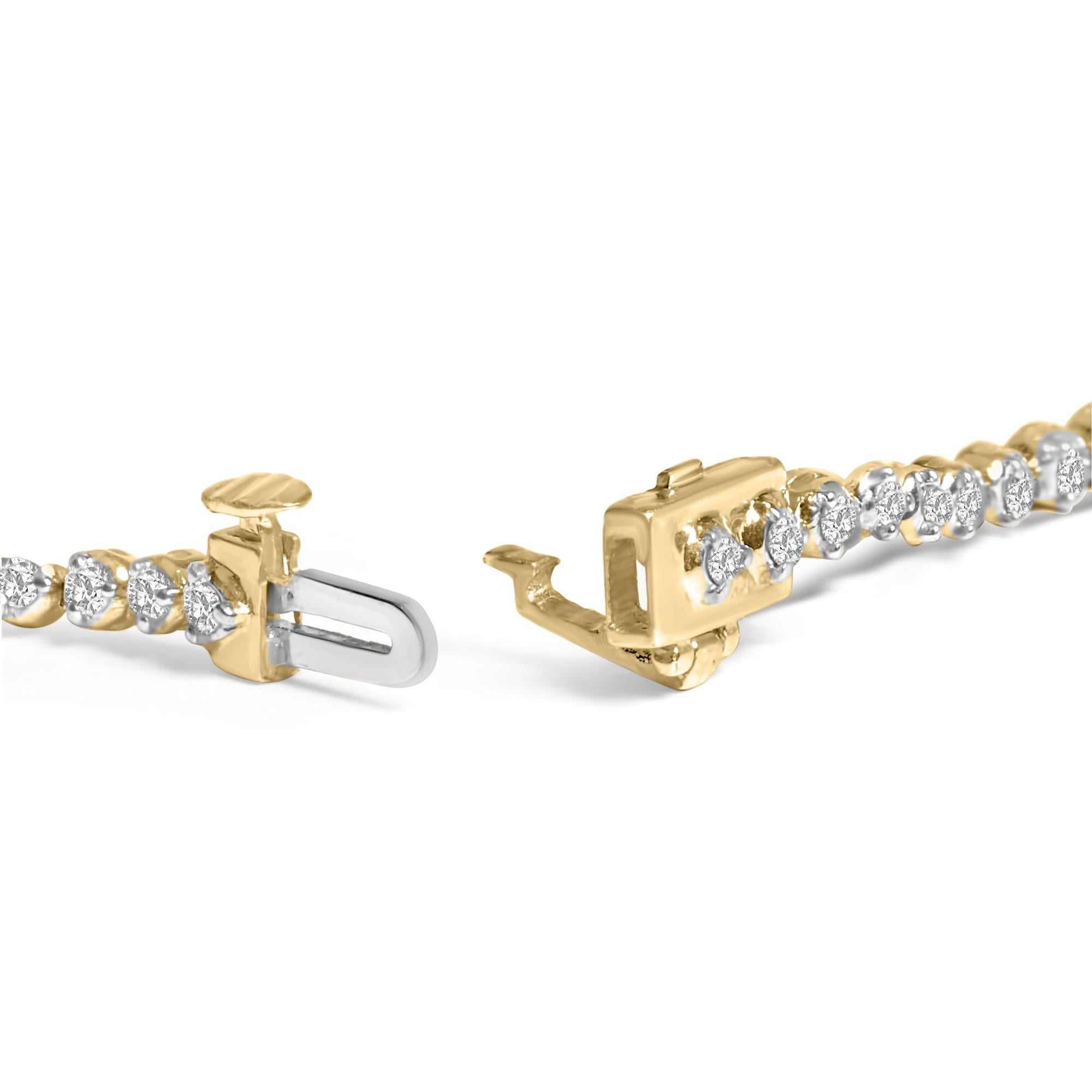 Pulsera clásica de tenis de plata de ley chapada en oro amarillo de 10 quilates con diamantes de 2,0 quilates - 18,3 cm - Friggin Jewelry
