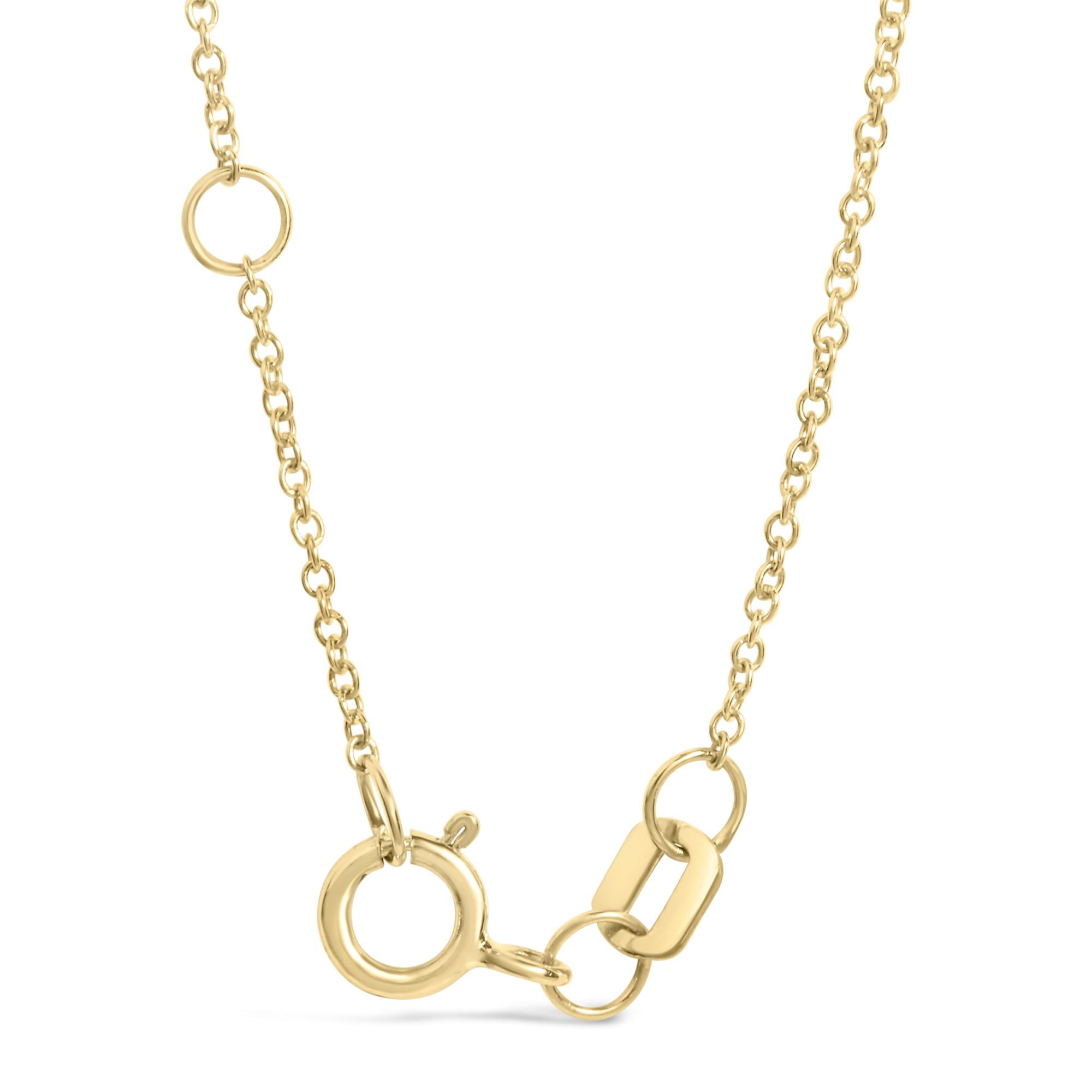 10K Yellow Gold 1/10 Cttw Diamond Paperclip Charm Adjustable Link Bracelet  (J-J Color, I1-I2 Clarity) - 7.25 Inch - Friggin Jewelry