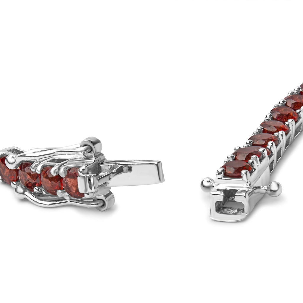 .925 Sterling Silver 10.0 Cttw Created Orange Garnet Tennis Bracelet - 7.25" - Friggin Jewelry