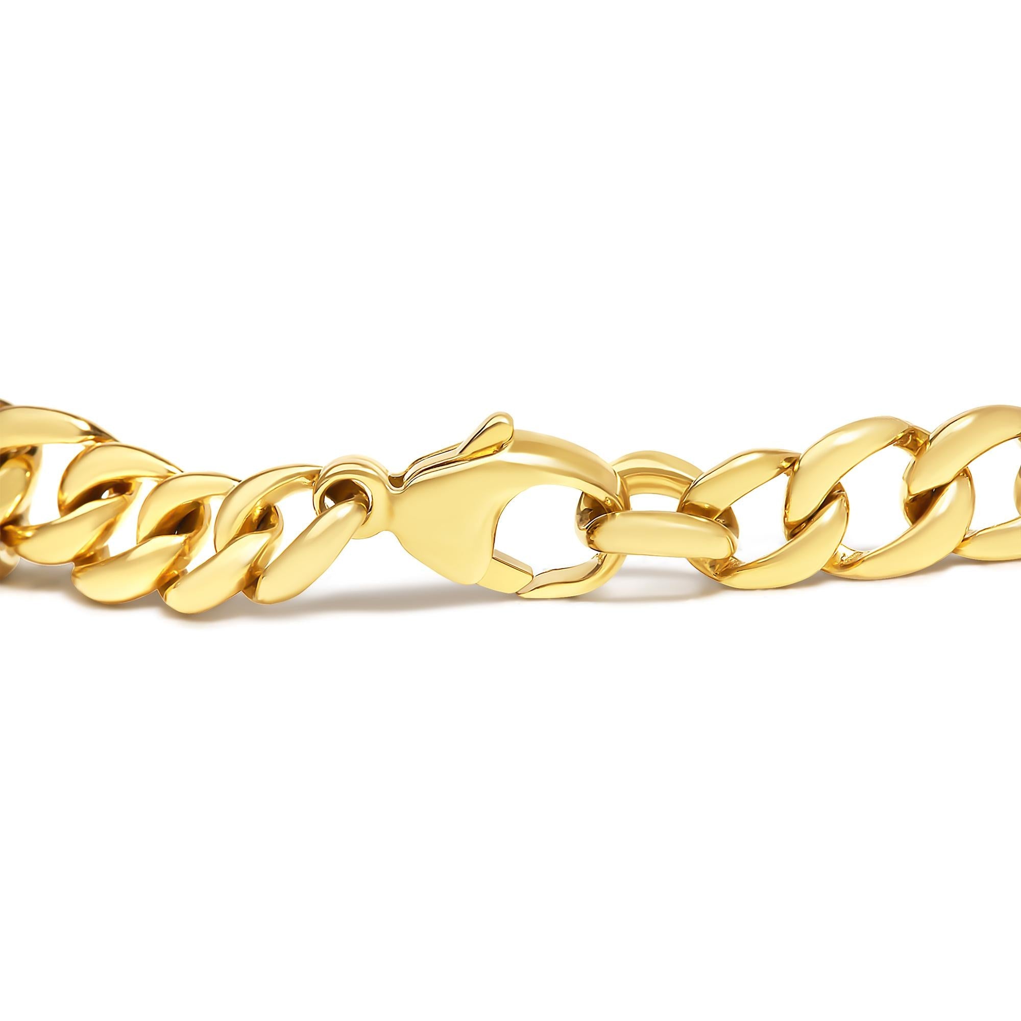 Bracciale a maglie cubane in argento sterling 925 placcato oro giallo 14 carati con diamanti da 1 1/4 carati (colore IJ, purezza I3) - 7,25" - Friggin Jewelry