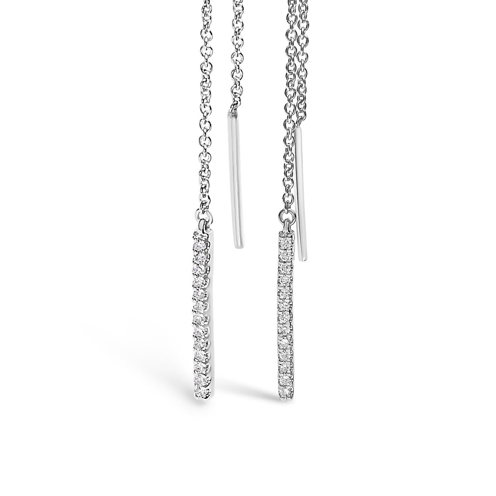 Pendientes de oro blanco de 10 quilates con diamantes de 1/10 quilates - Friggin Jewelry