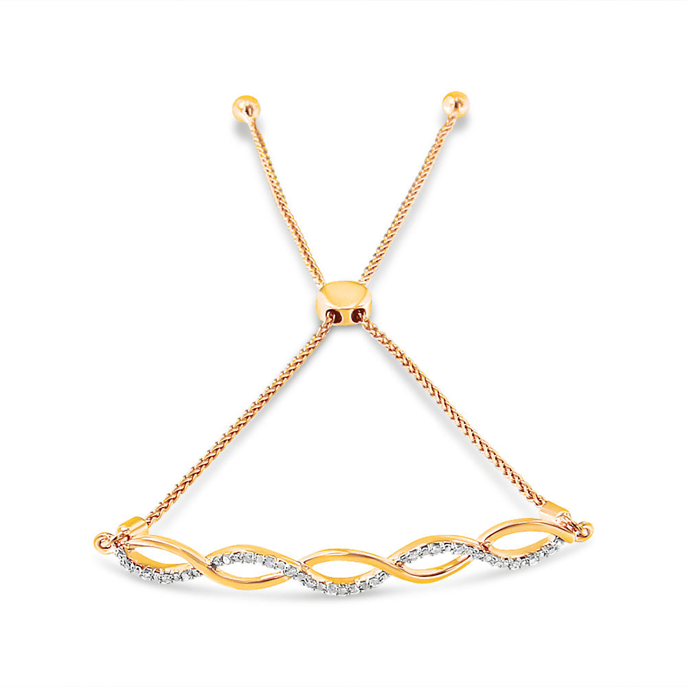 .925 Sterling Silver Diamond Infinity Twist 4”-10” Adjustable Bolo Bracelet (I-J Color, I2-I3 Clarity) - Friggin Jewelry