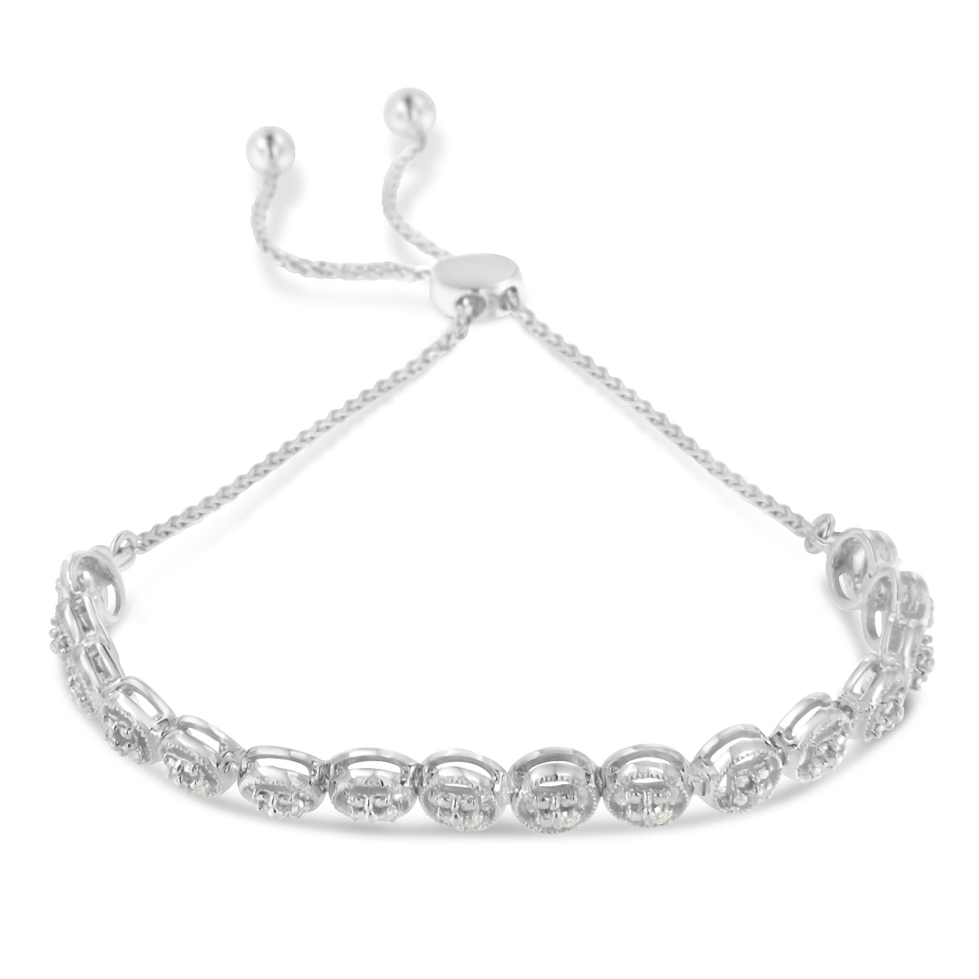 Bracciale Bolo in argento sterling con diamanti (0,1 cttw, colore IJ, purezza I3) - Friggin Jewelry