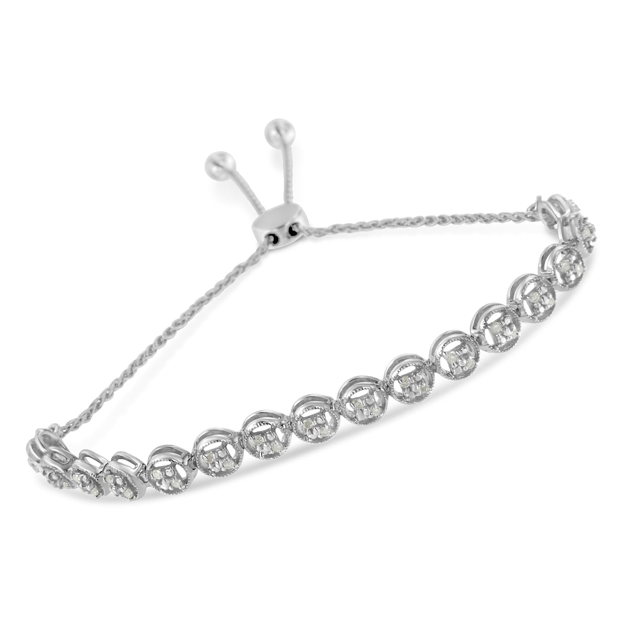 Bracciale Bolo in argento sterling con diamanti (0,25 carati, colore IJ, purezza I3) - Friggin Jewelry