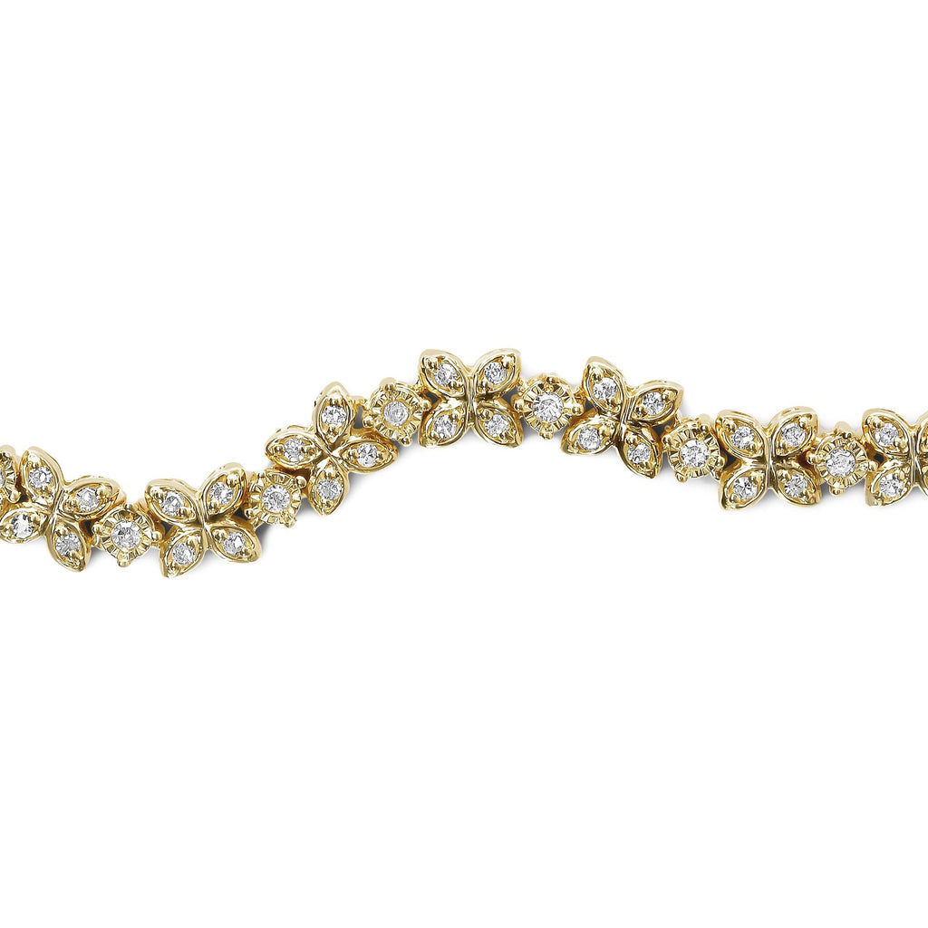18K Yellow Gold Plated .925 Sterling Silver 1/4 Cttw Diamond Marquise Shaped Link 4"-10" Adjustable Bolo Bracelet (I-J Color, I1-I2 Clarity) - Friggin Jewelry