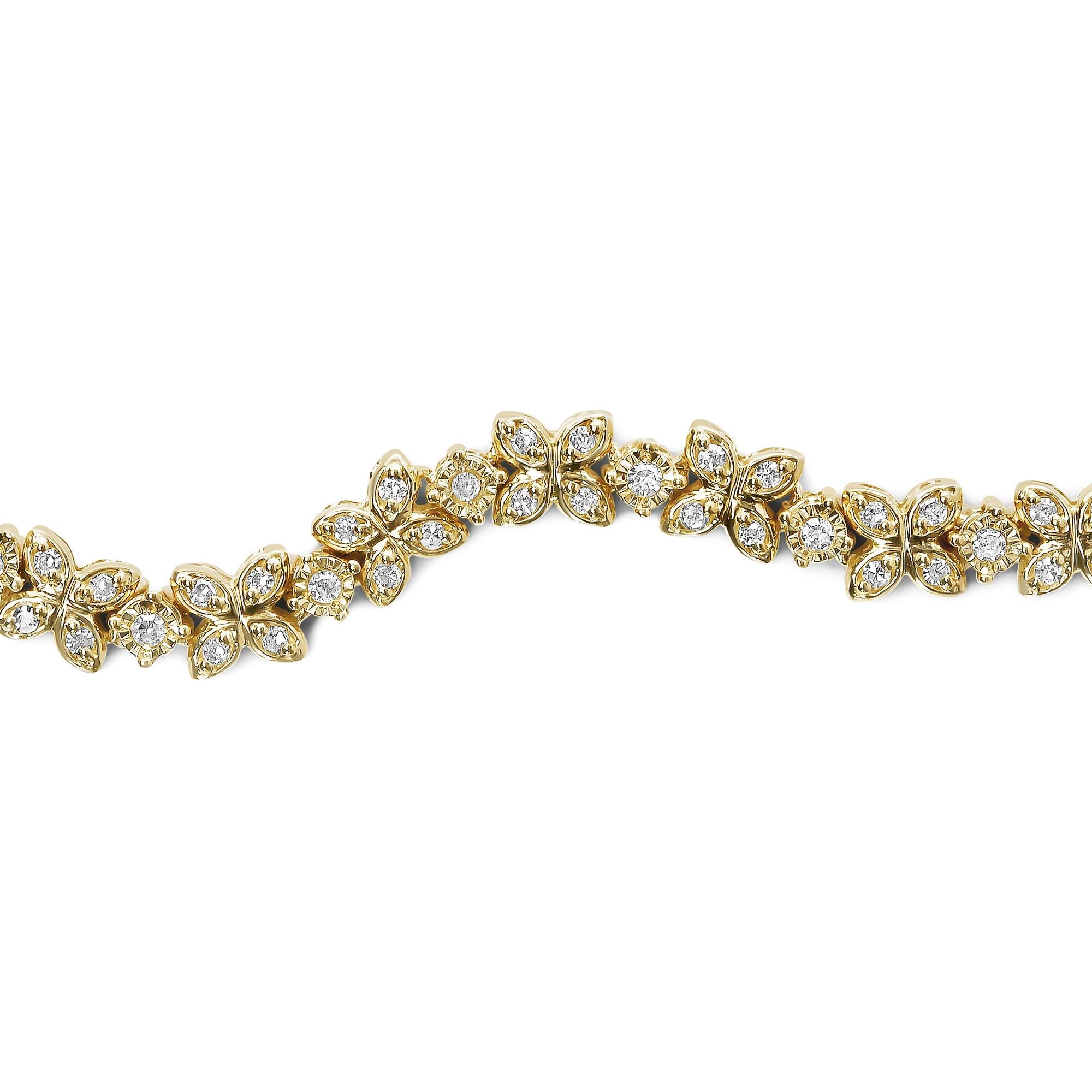 18K Yellow Gold Plated .925 Sterling Silver 1/4 Cttw Diamond Marquise Shaped Link 4"-10" Adjustable Bolo Bracelet (I-J Color, I1-I2 Clarity) - Friggin Jewelry