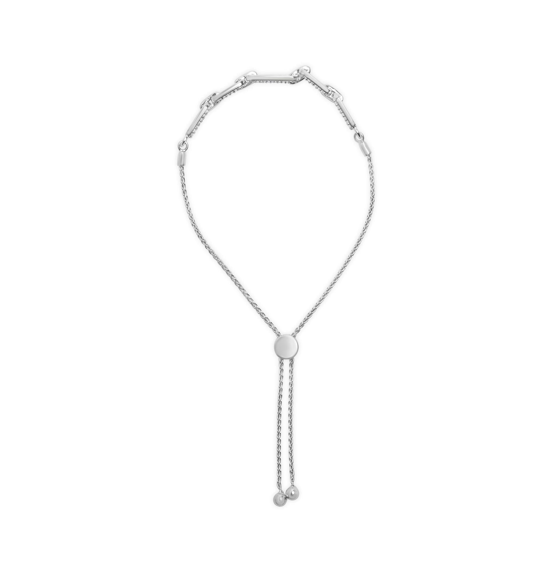 .925 Sterling Silver 1/2 Cttw Diamond Paperclip Link Adjustable Bolo Bracelet (G-H Color, SI1-SI2 Clarity) - Friggin Jewelry